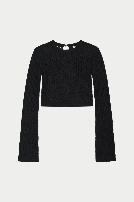 LADDER KNIT LONG SLEEVE TOP - BLACK made by The Couture Club