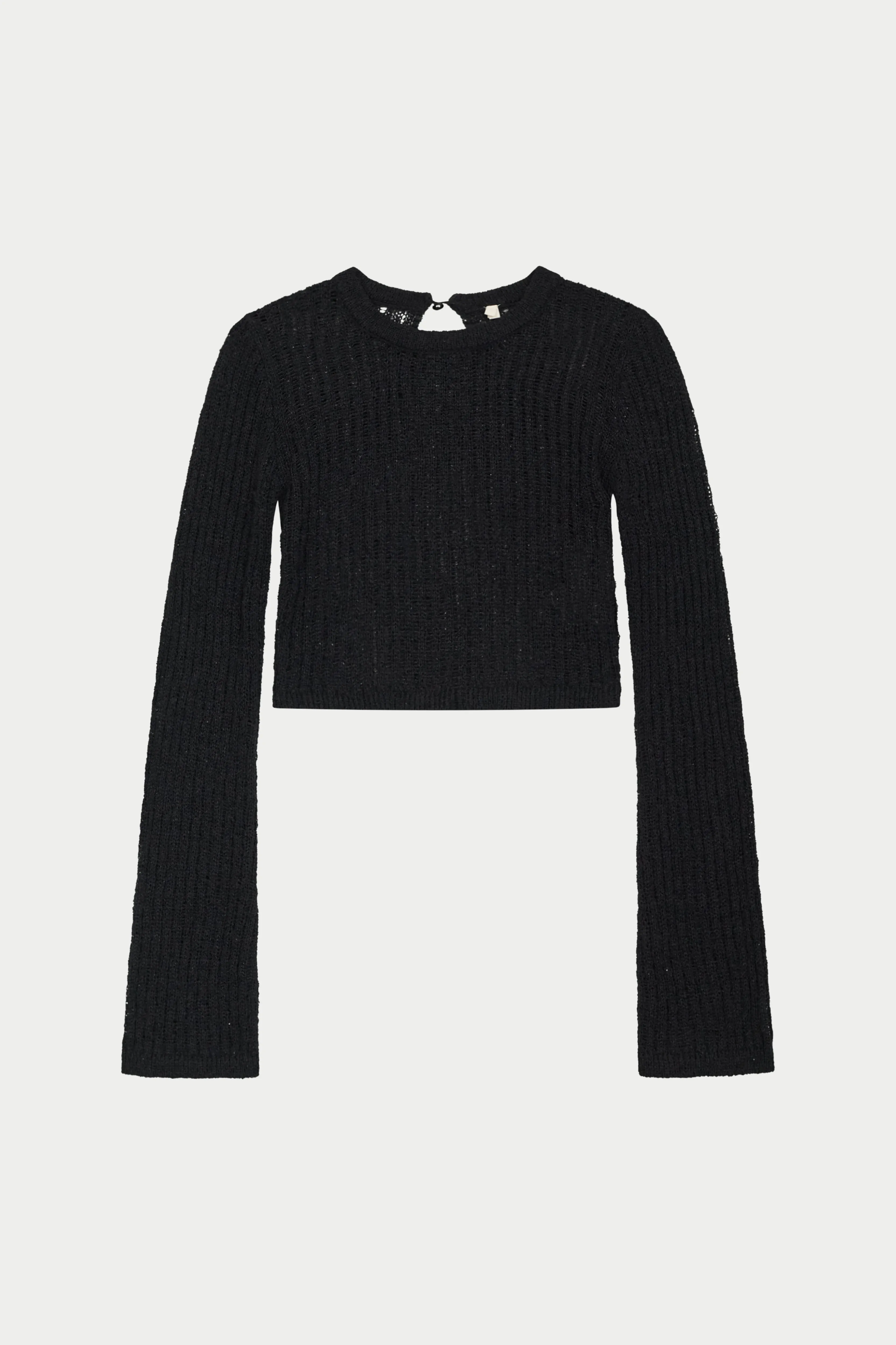 LADDER KNIT LONG SLEEVE TOP - BLACK sold by The Couture Club