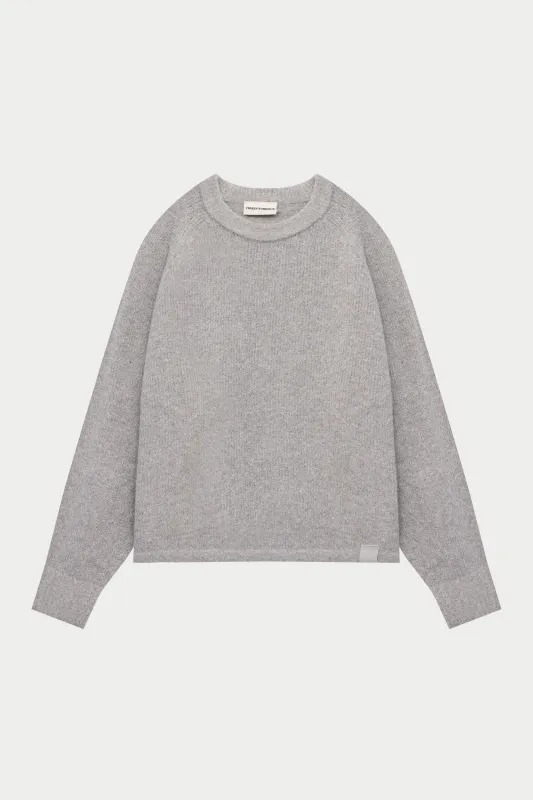 BOUCLE KNIT RAGLAN CREW - GREY MARL sold by The Couture Club