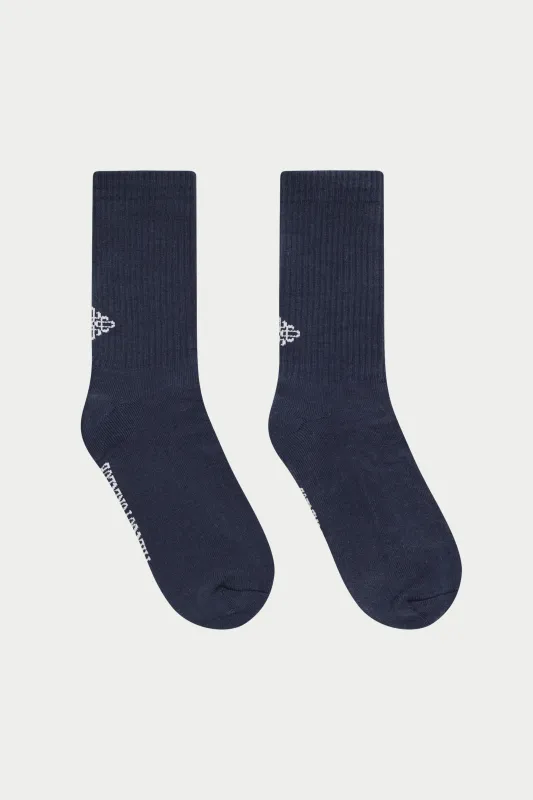 REVERSE EMBLEM COPYRIGHT SOCKS - NAVY sold by The Couture Club