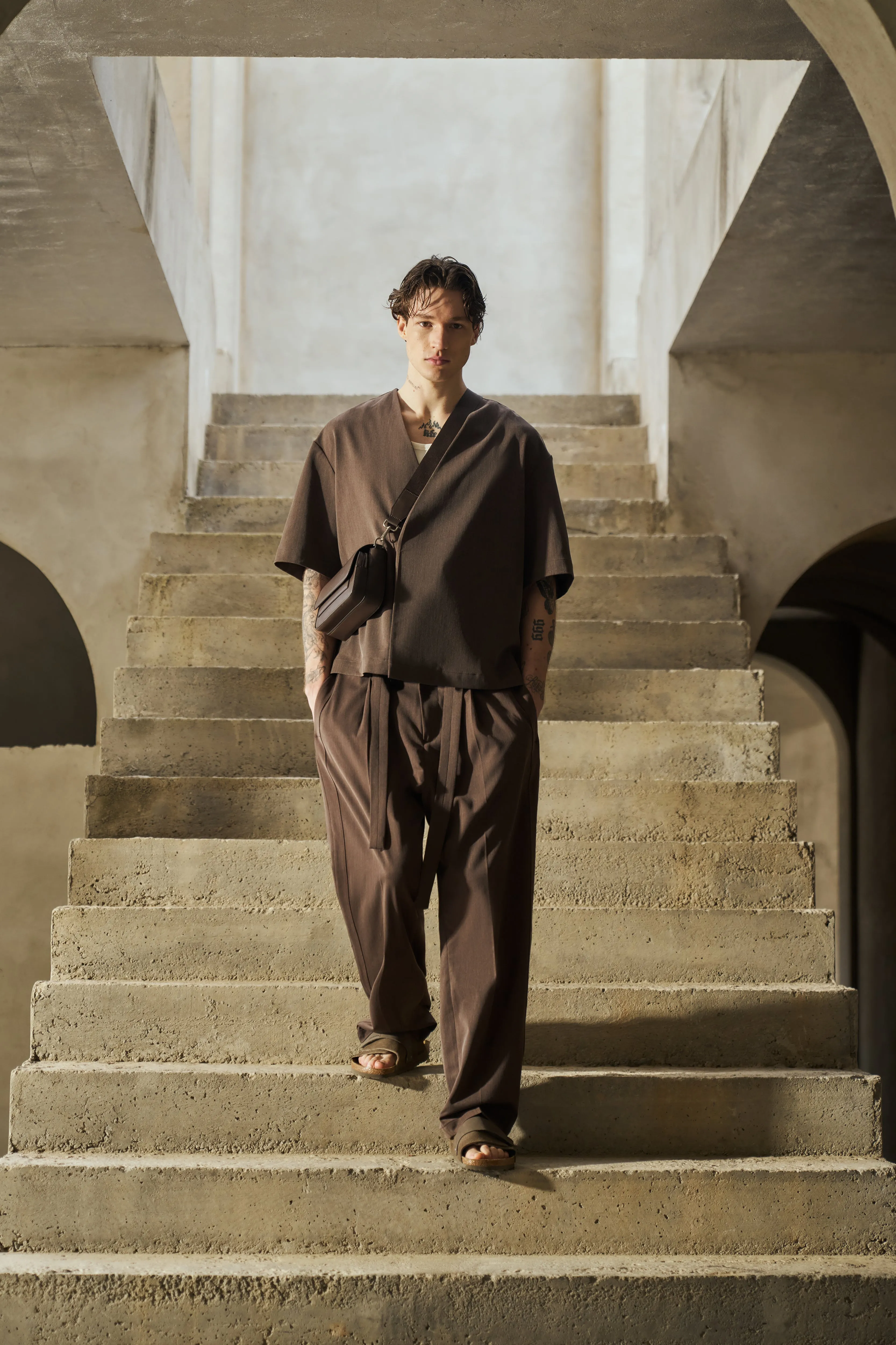 SMART WOVEN SHIRT - BROWN sold by The Couture Club product image thumbnail 3