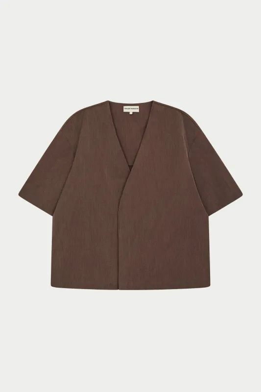 SMART WOVEN SHIRT - BROWN sold by The Couture Club