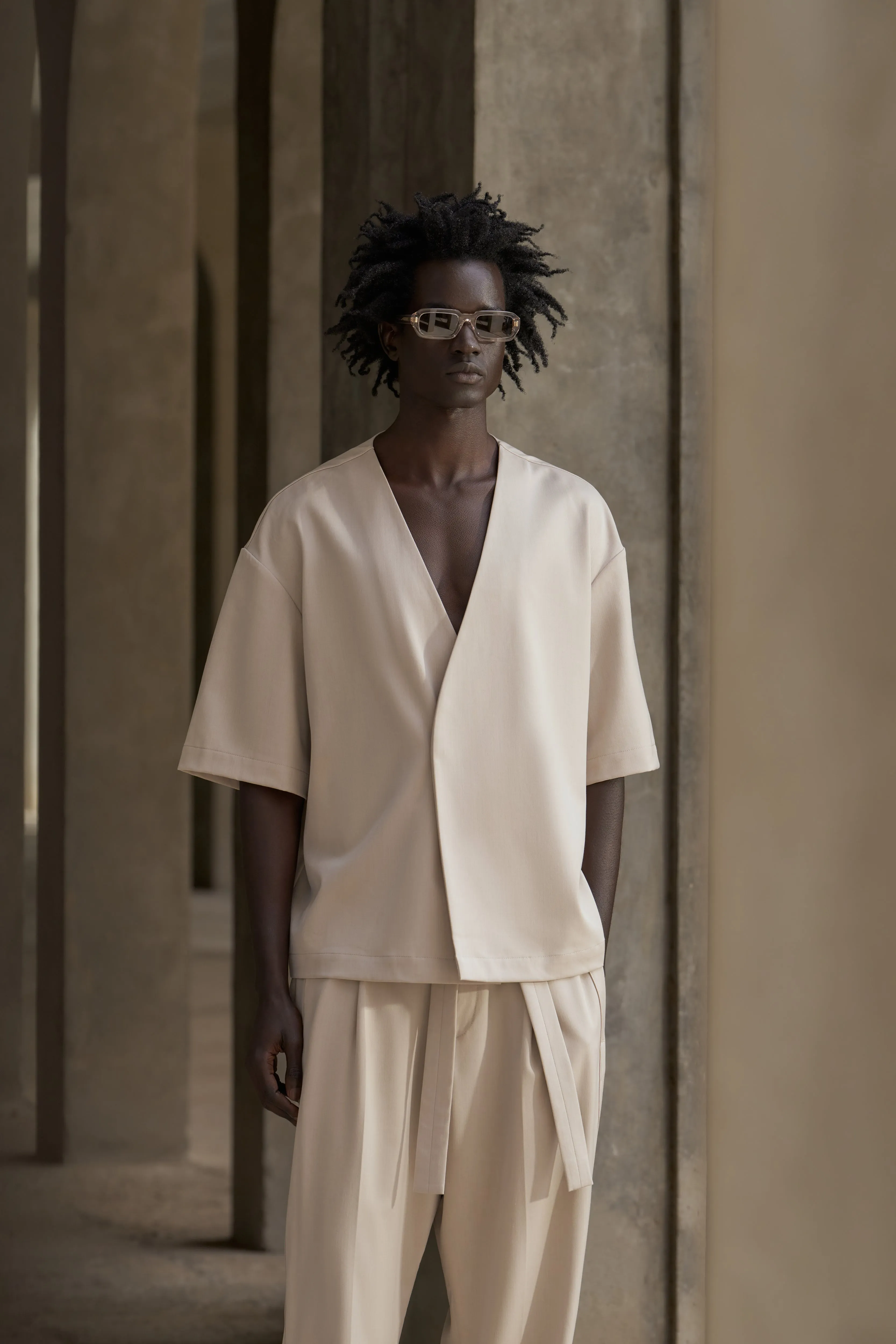 SMART WOVEN SHIRT - STONE sold by The Couture Club product image thumbnail 4