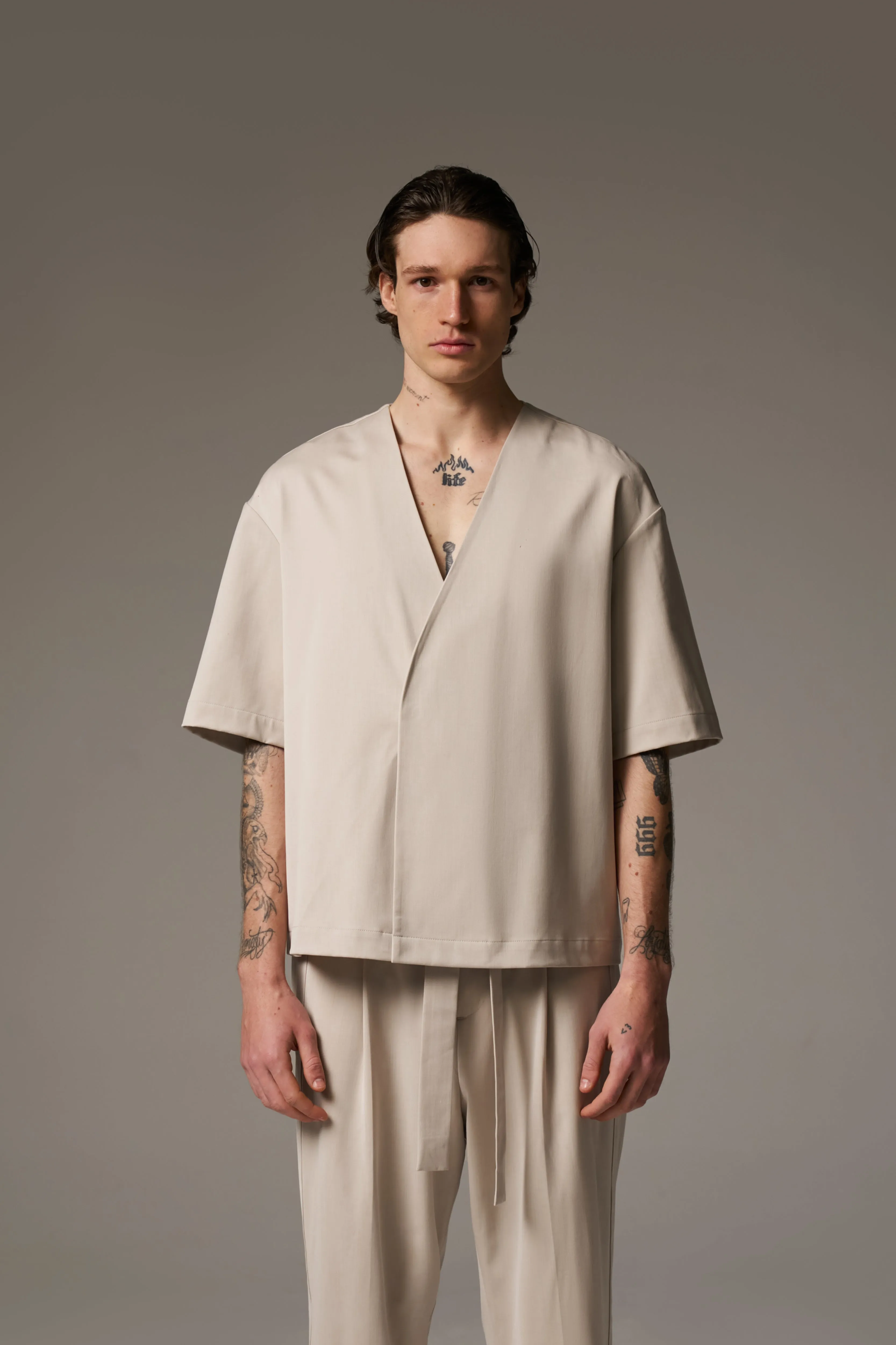 SMART WOVEN SHIRT - STONE sold by The Couture Club product image thumbnail 5