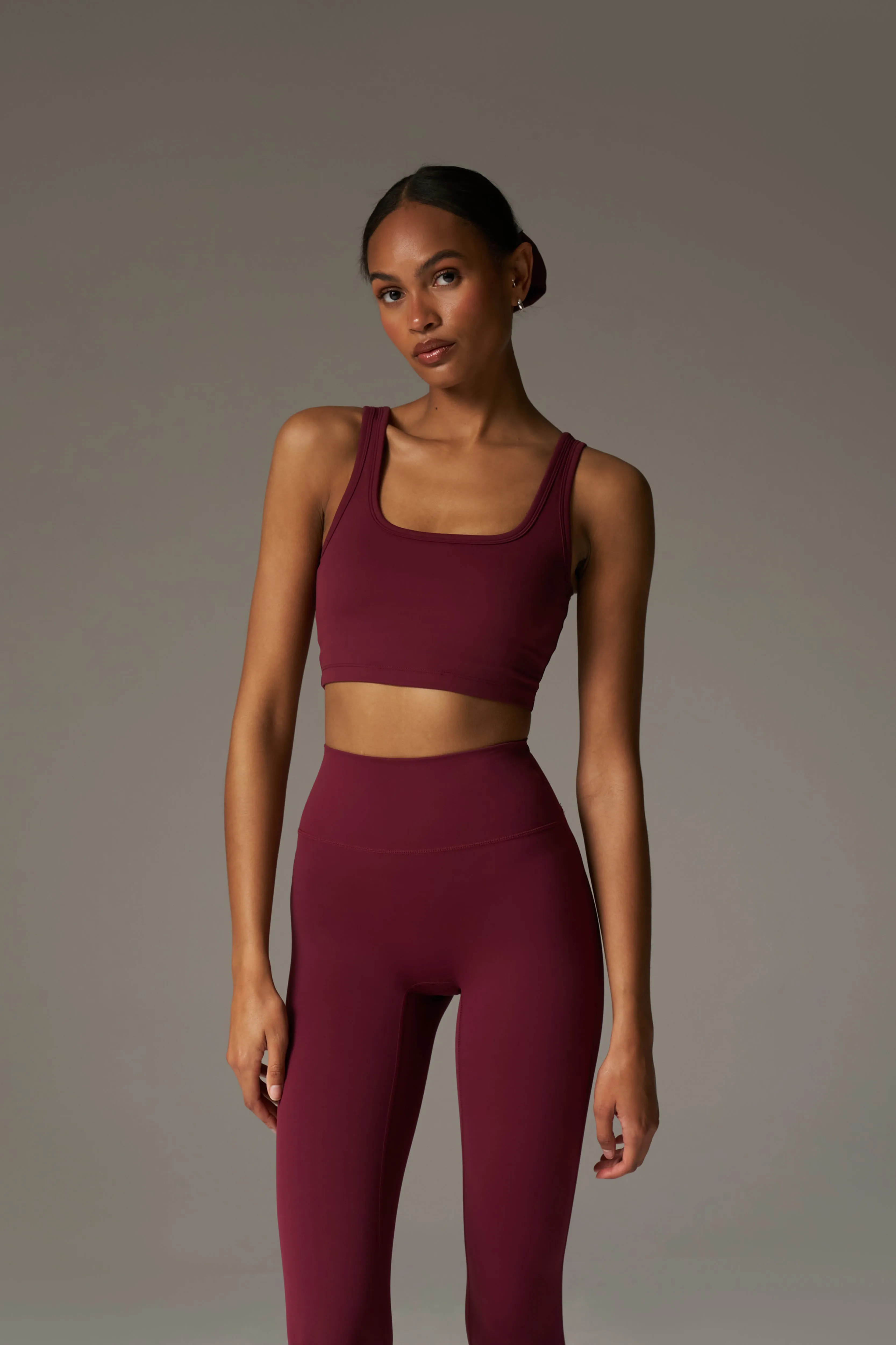 SCULPTING STRETCH EMBLEM SPORTS BRA - BURGUNDY sold by The Couture Club product image thumbnail 3