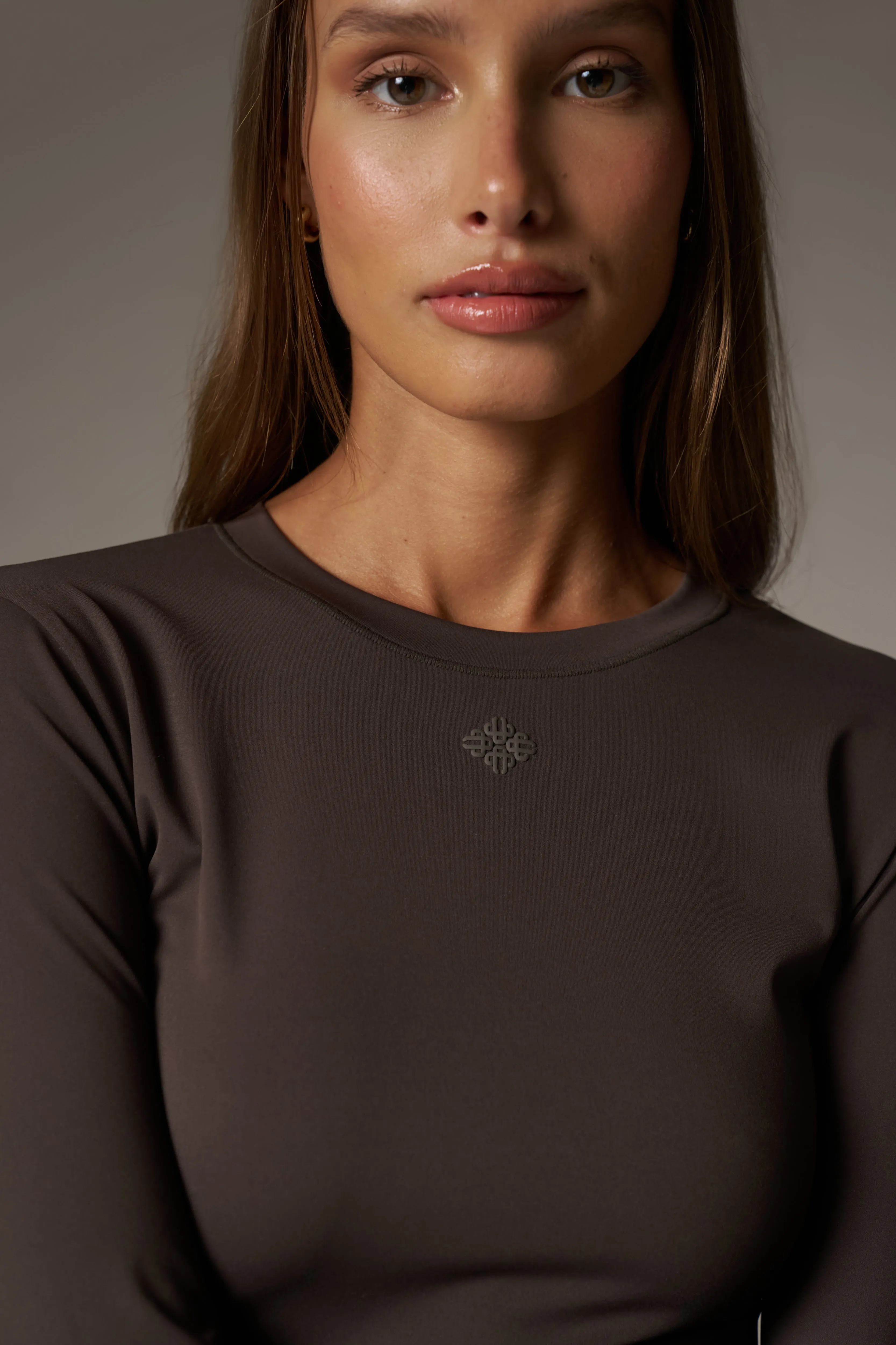 SCULPTING STRETCH LONG SLEEVE TOP - CHOCOLATE sold by The Couture Club product image thumbnail 4