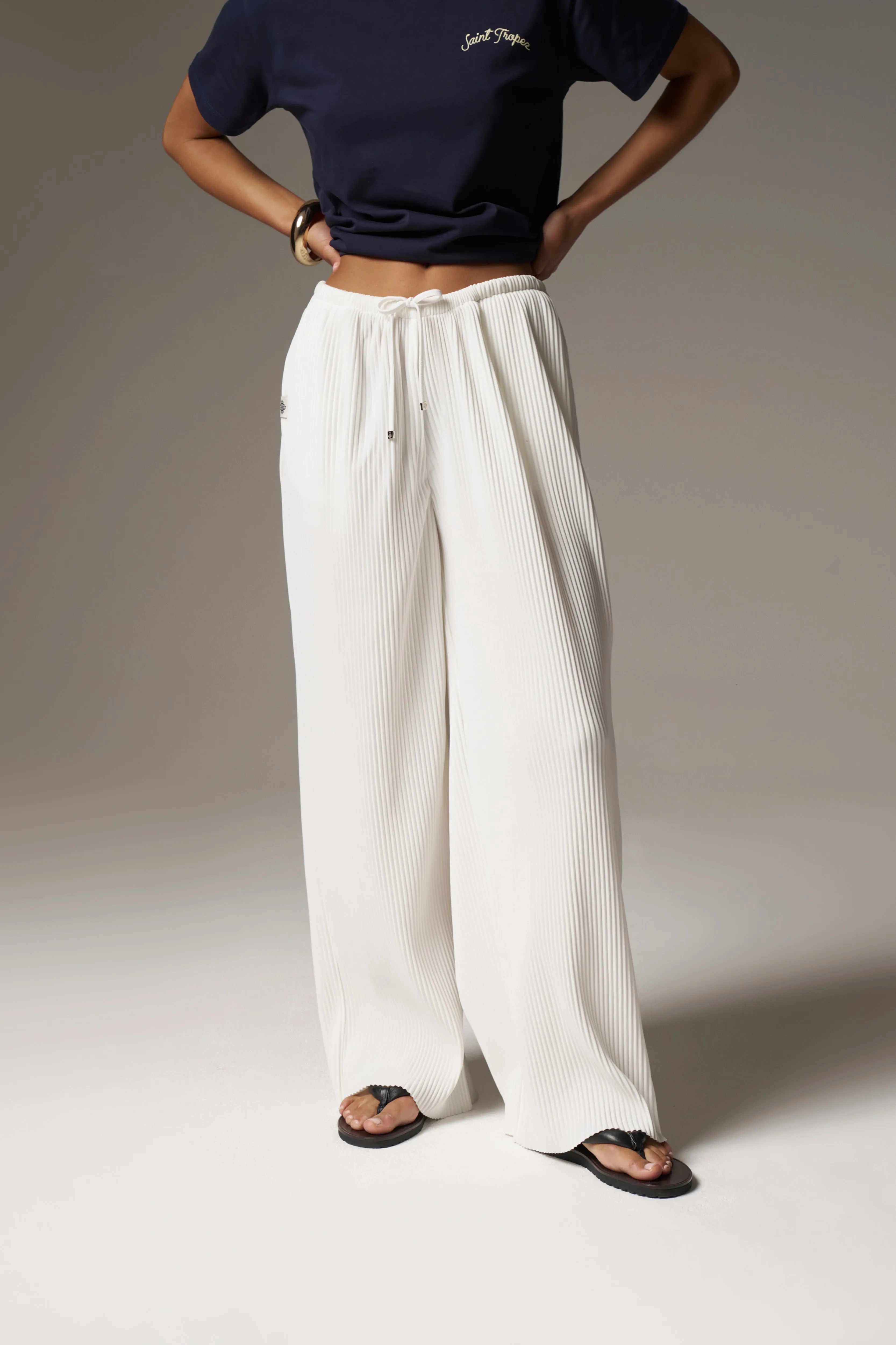 PLISSE TROUSERS - CREAM sold by The Couture Club product image thumbnail 3