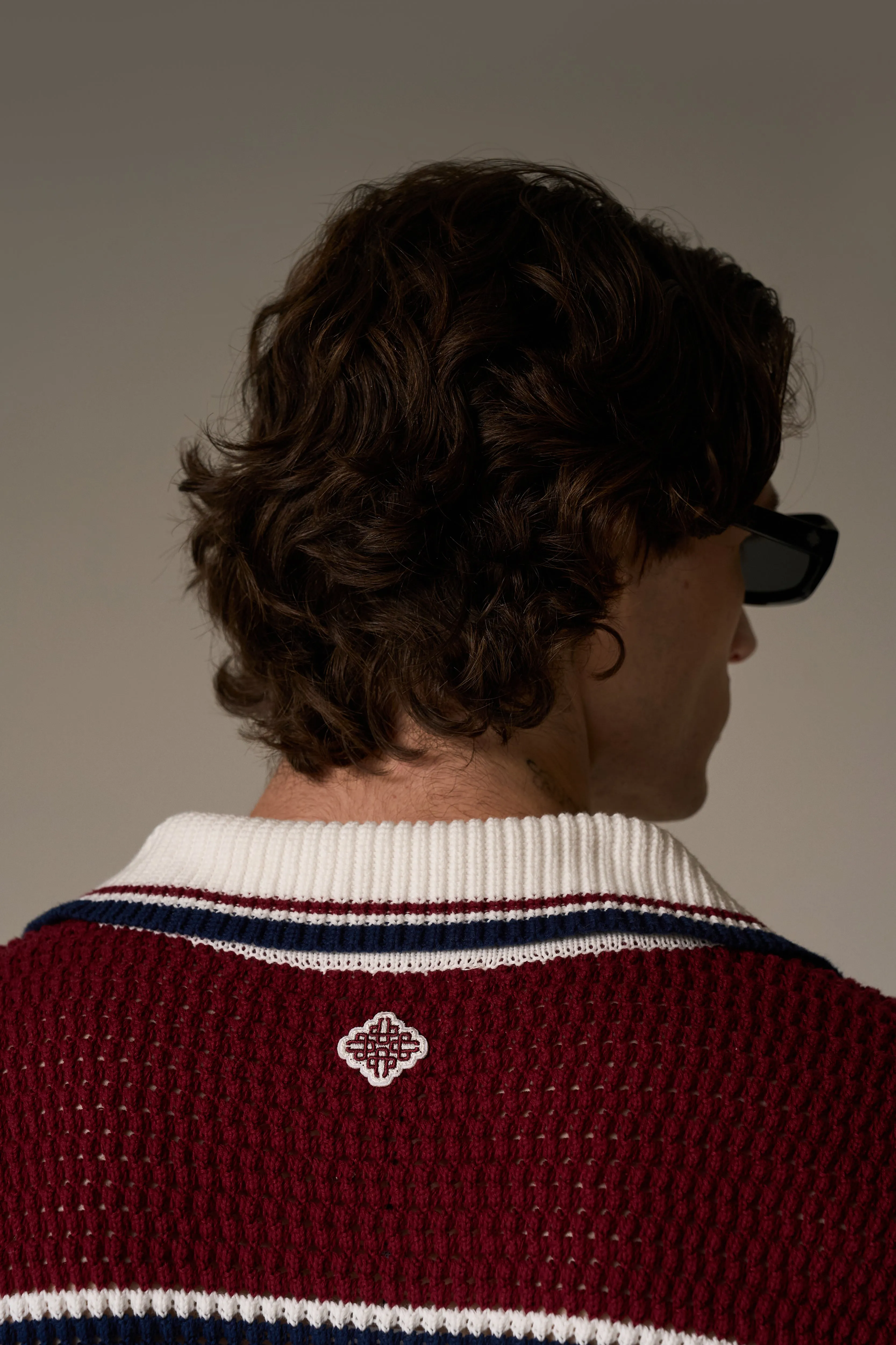 COLOUR BLOCK KNITTED STRIPE SHIRT - BURGUNDY sold by The Couture Club product image thumbnail 5