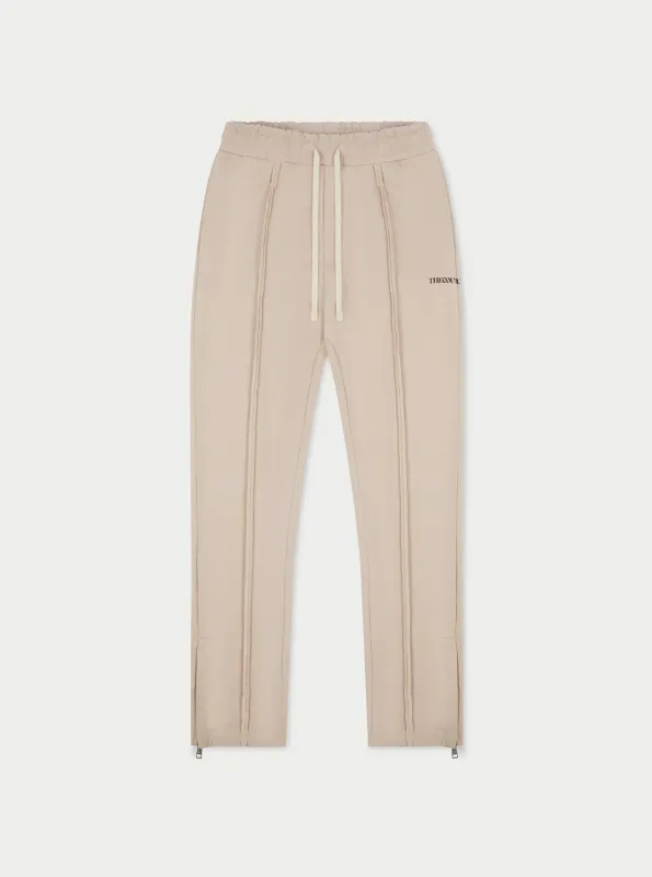 RAW SEAM STRAIGHT LEG JOGGERS - BEIGE sold by The Couture Club