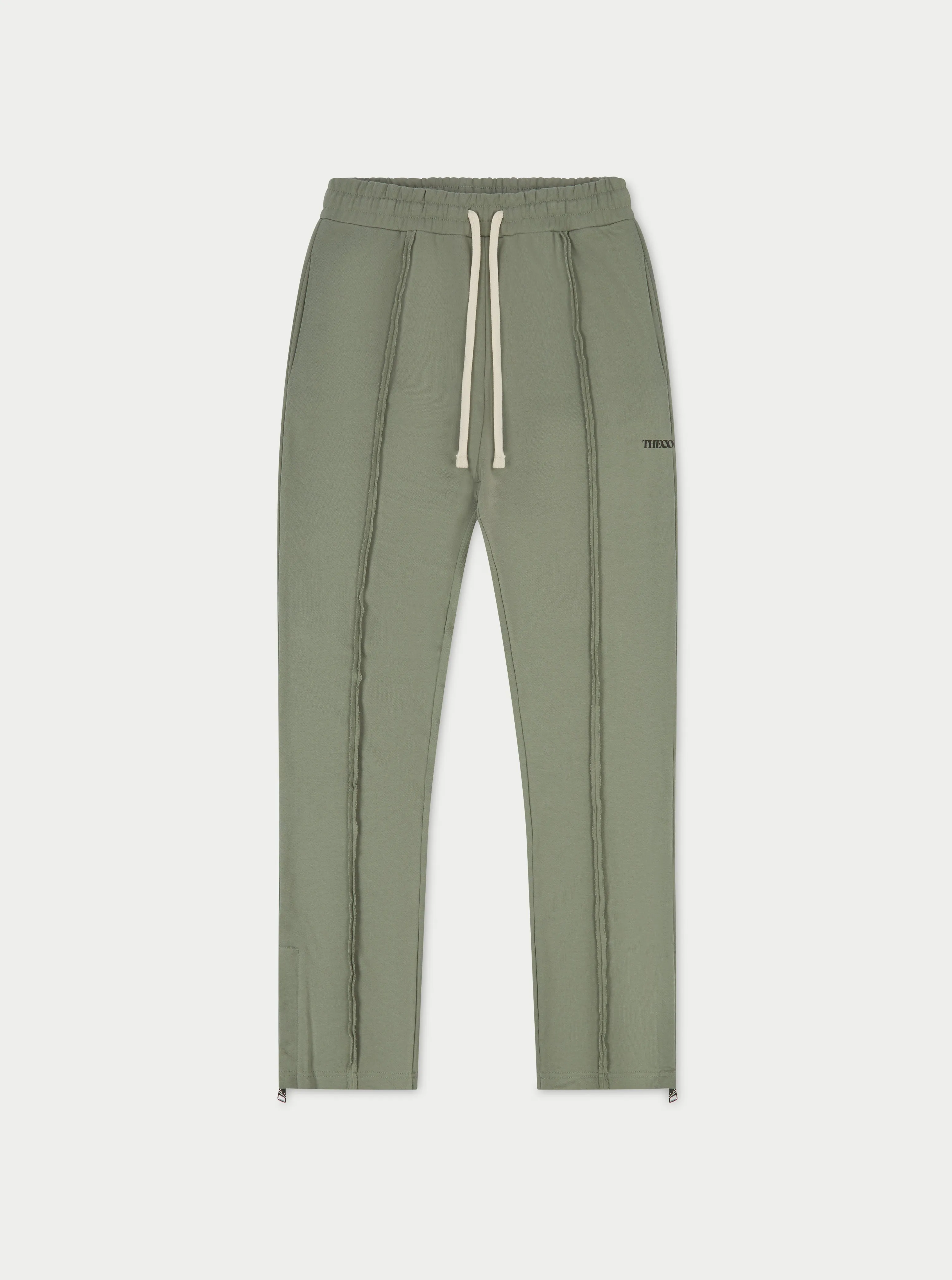 RAW SEAM STRAIGHT LEG JOGGERS - DARK SAGE sold by The Couture Club