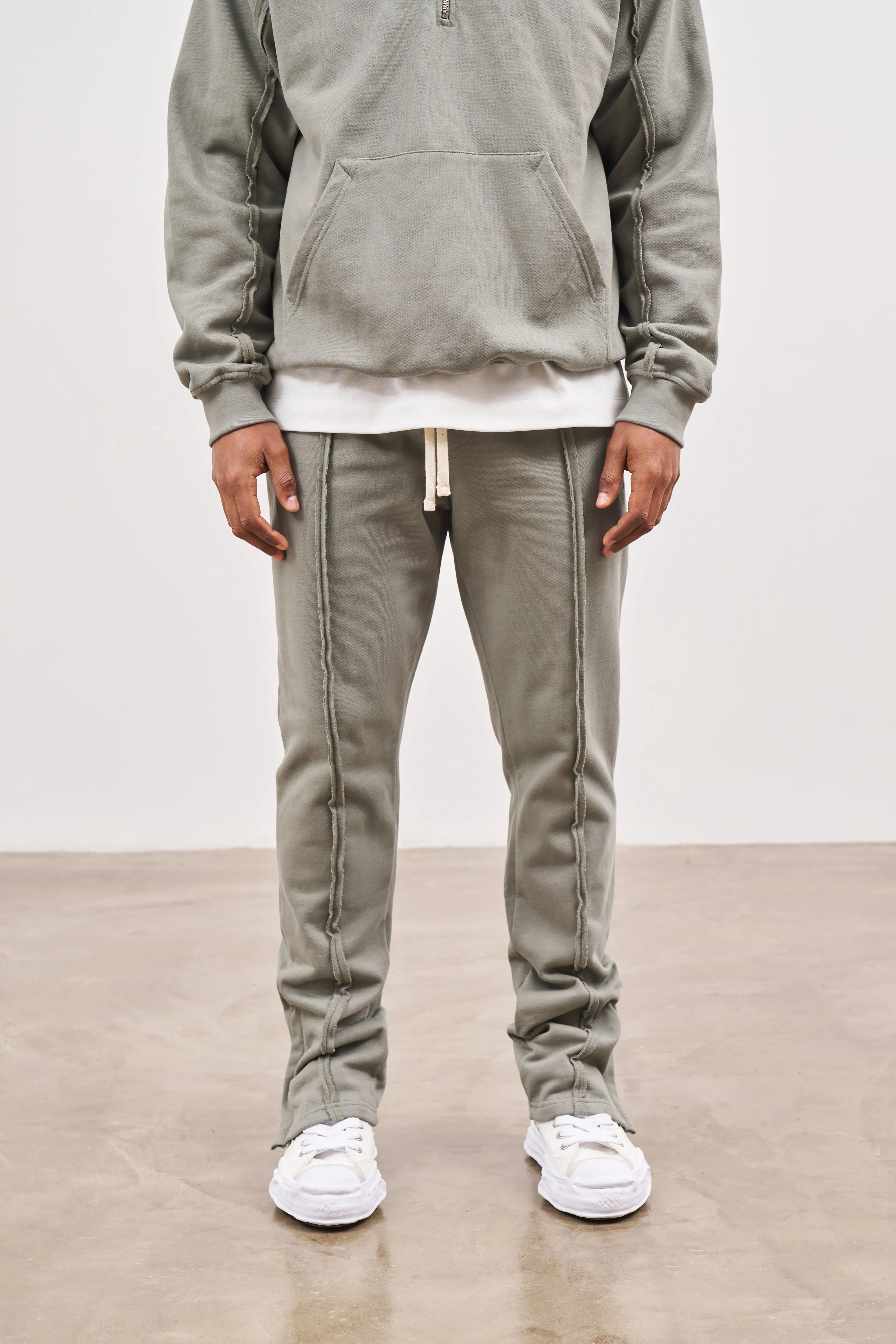 RAW SEAM STRAIGHT LEG JOGGERS - DARK SAGE sold by The Couture Club product image thumbnail 2