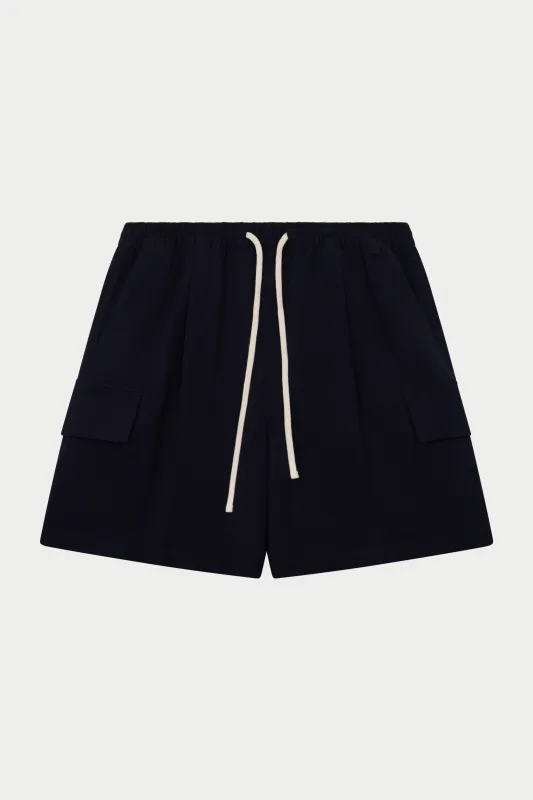 WIDE LEG SIDE POCKET SHORTS - NAVY sold by The Couture Club