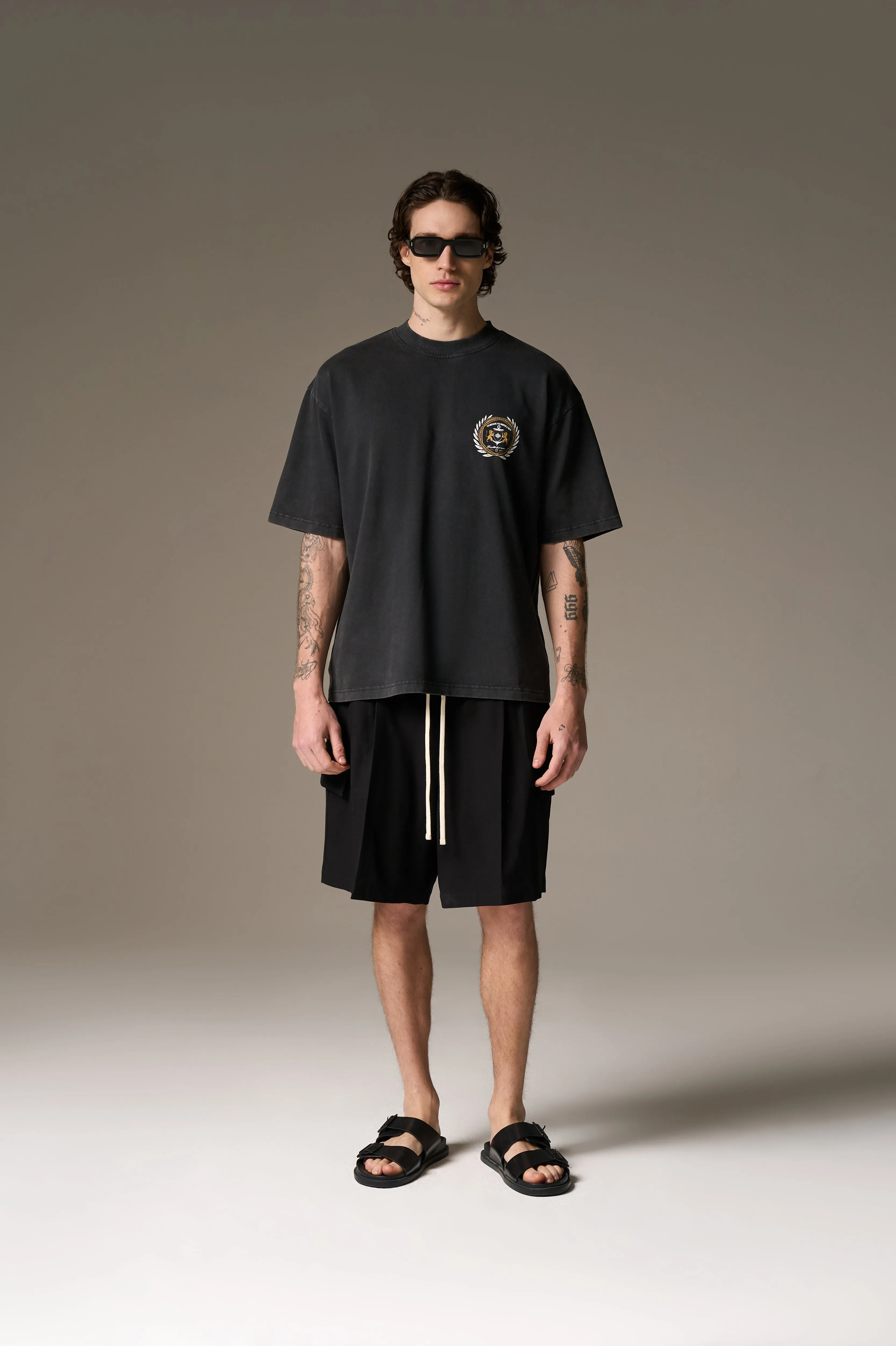 WIDE LEG SIDE POCKET SHORTS - BLACK sold by The Couture Club product image thumbnail 3