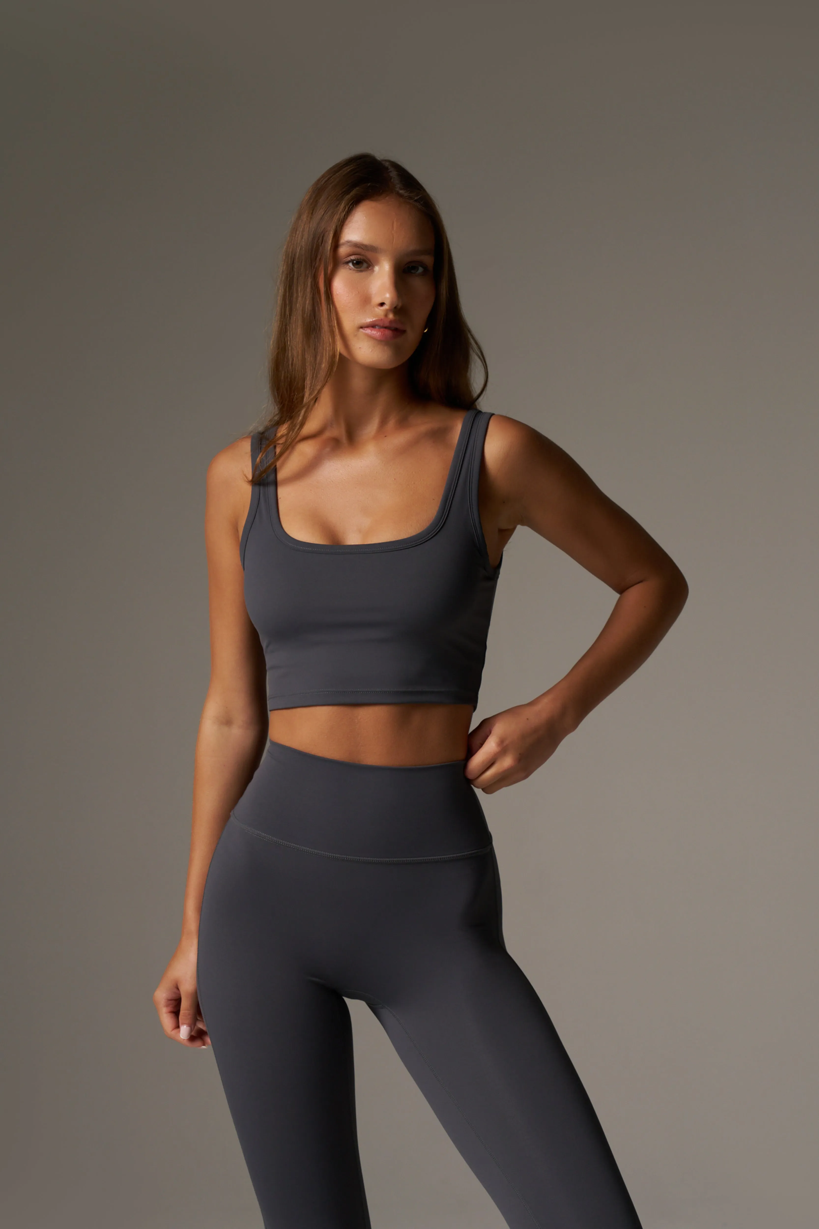 SCULPTING STRETCH EMBLEM SPORTS BRA - MIDNIGHT GREY sold by The Couture Club product image thumbnail 2