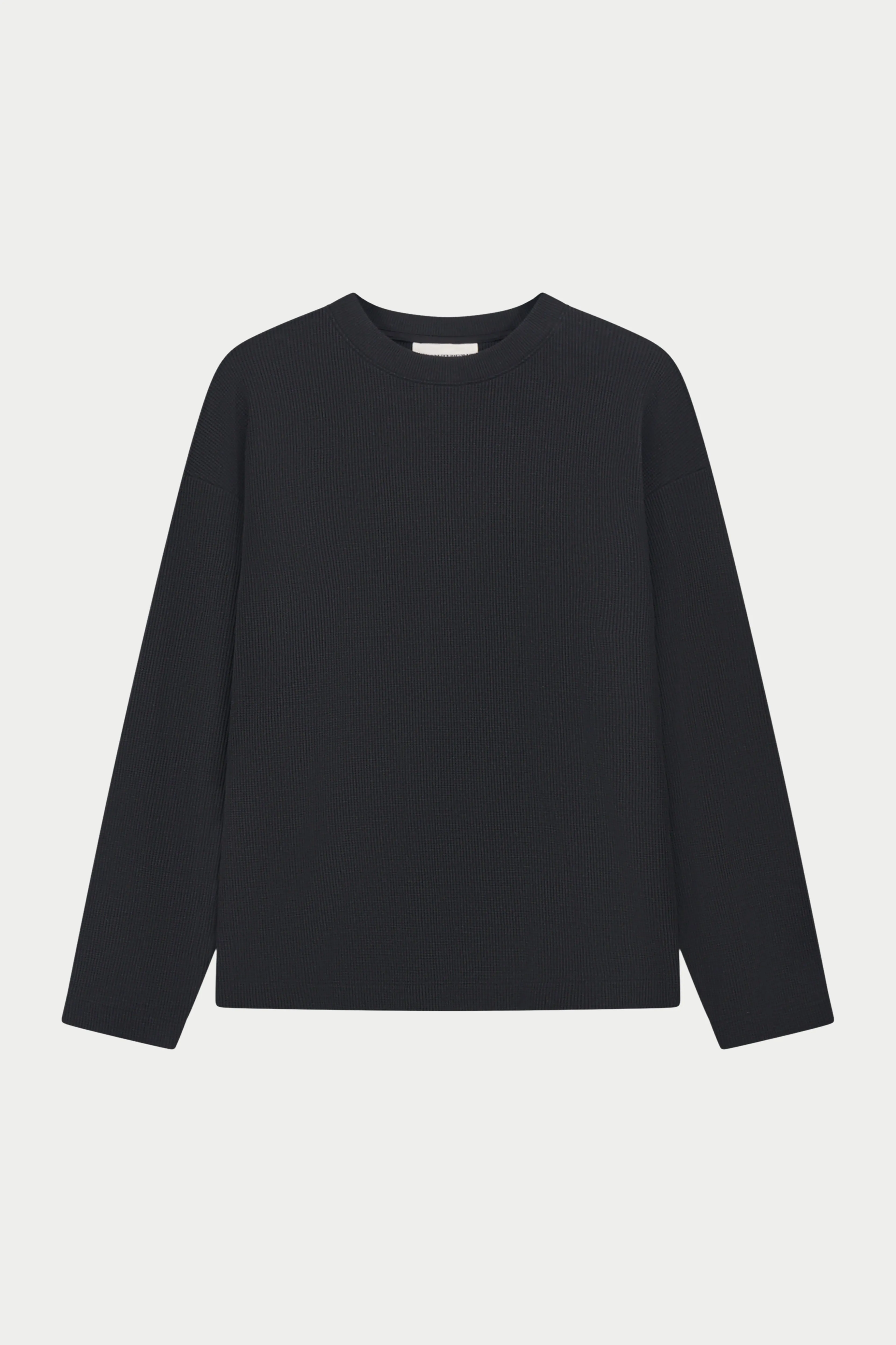 WAFFLE LONG SLEEVE T-SHIRT - BLACK sold by The Couture Club