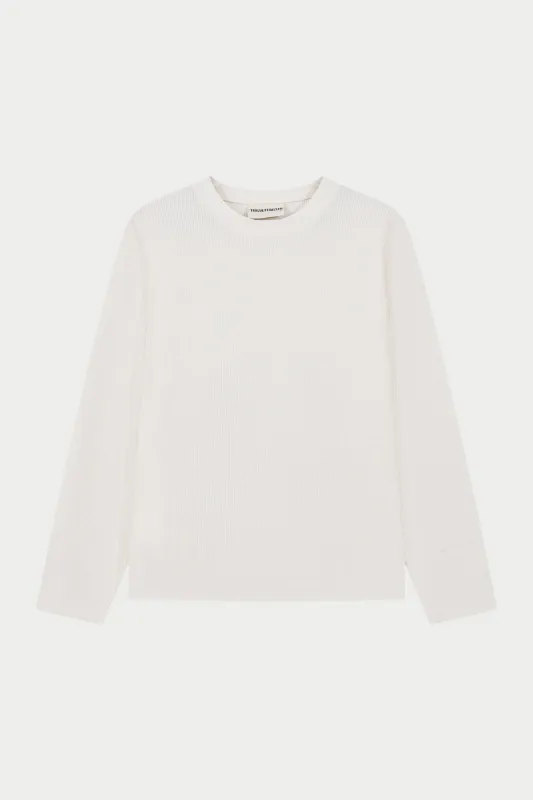 WAFFLE LONG SLEEVE T-SHIRT - OFF WHITE sold by The Couture Club