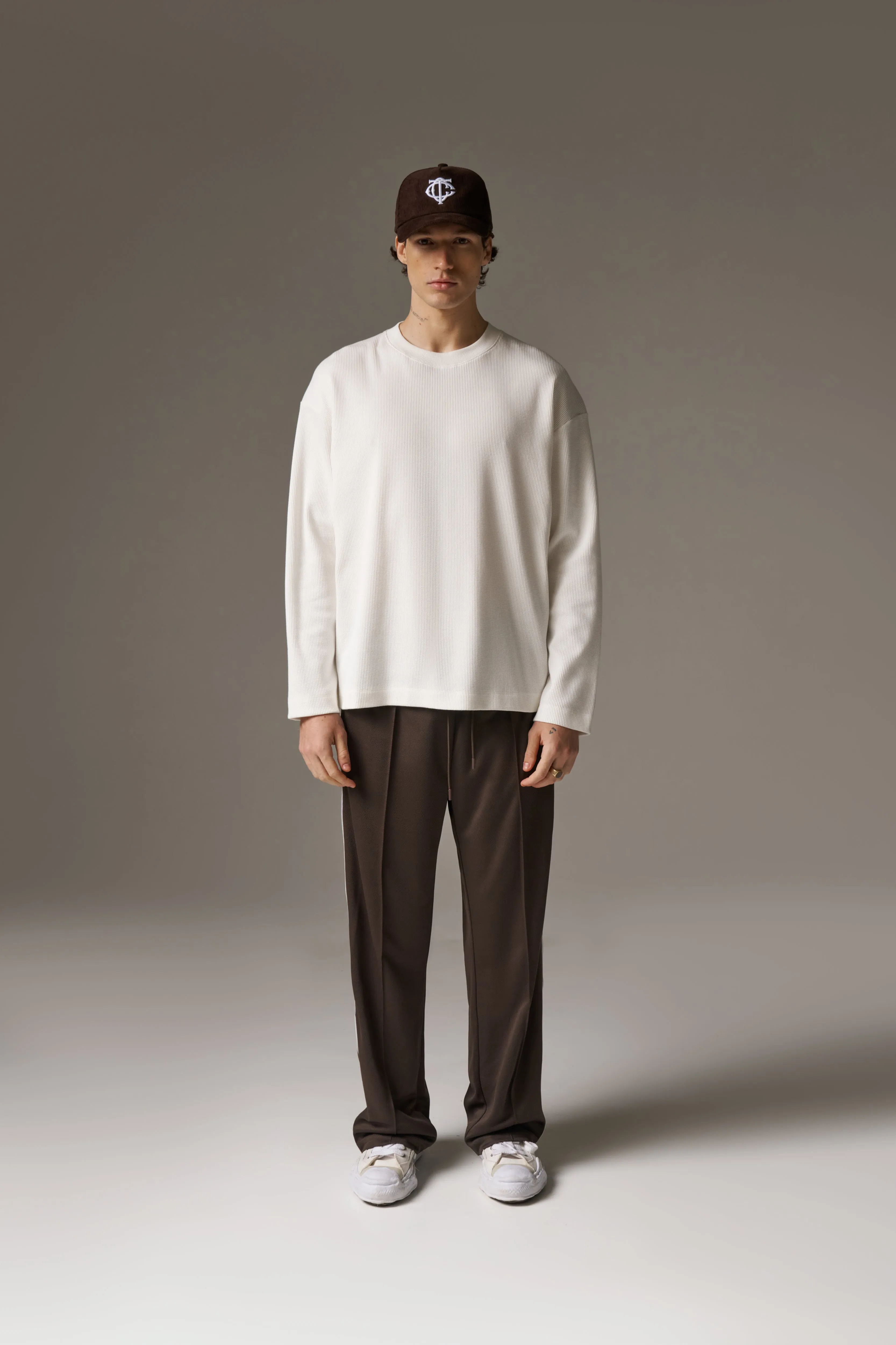 WAFFLE LONG SLEEVE T-SHIRT - OFF WHITE sold by The Couture Club product image thumbnail 3