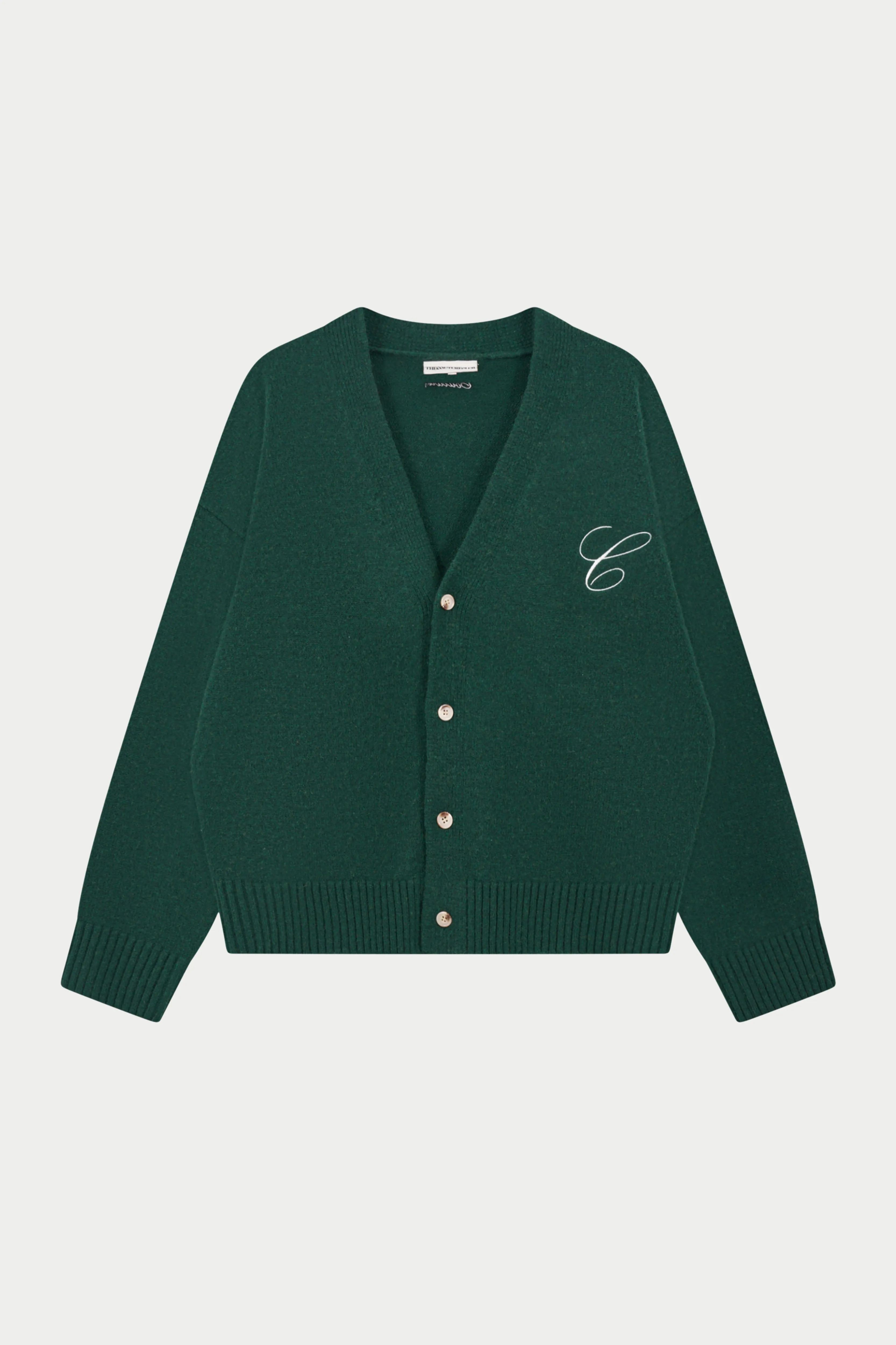C EMBROIDERY KNITTED CARDIGAN - FOREST GREEN sold by The Couture Club