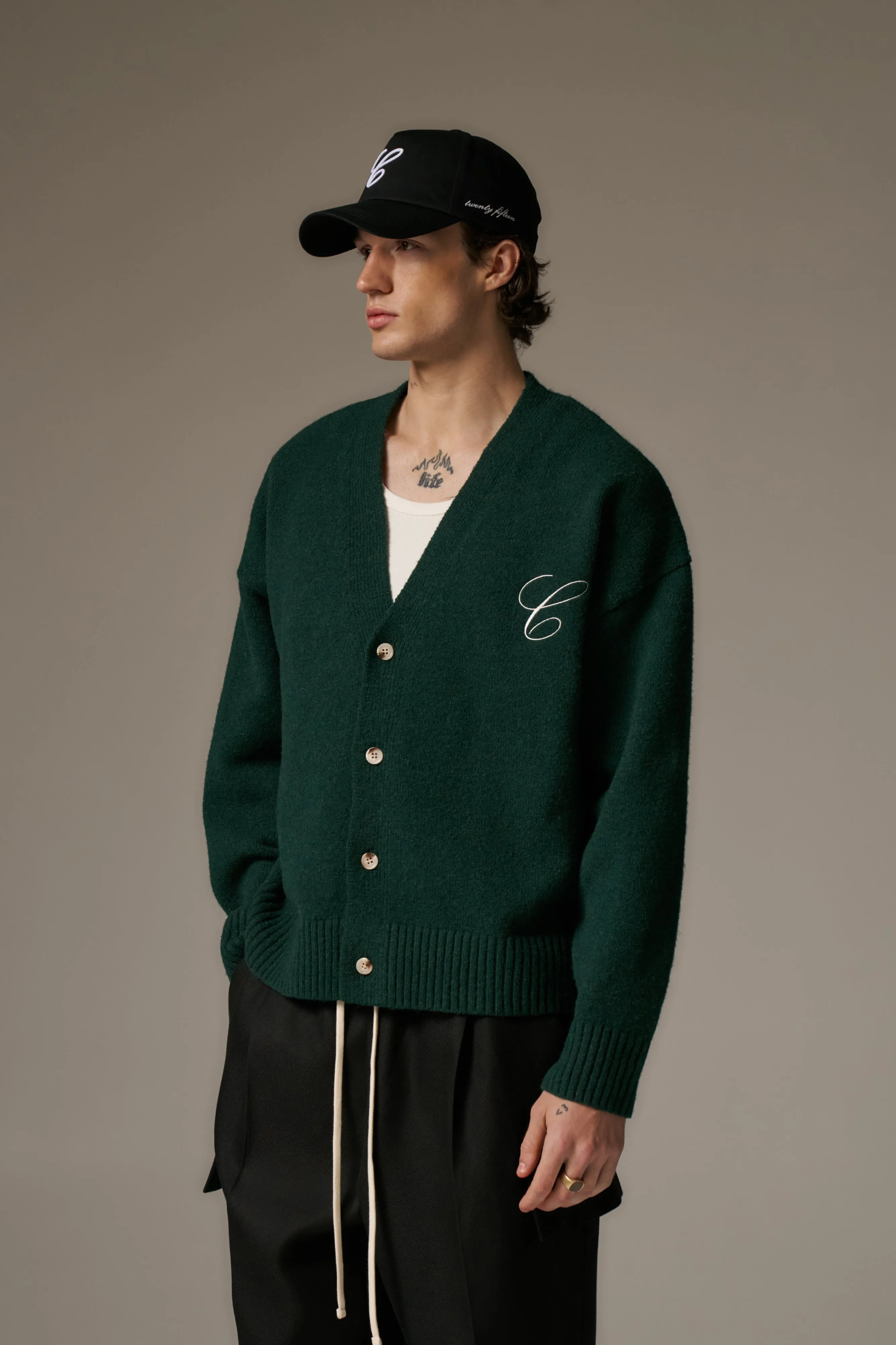 C EMBROIDERY KNITTED CARDIGAN - FOREST GREEN sold by The Couture Club product image thumbnail 4