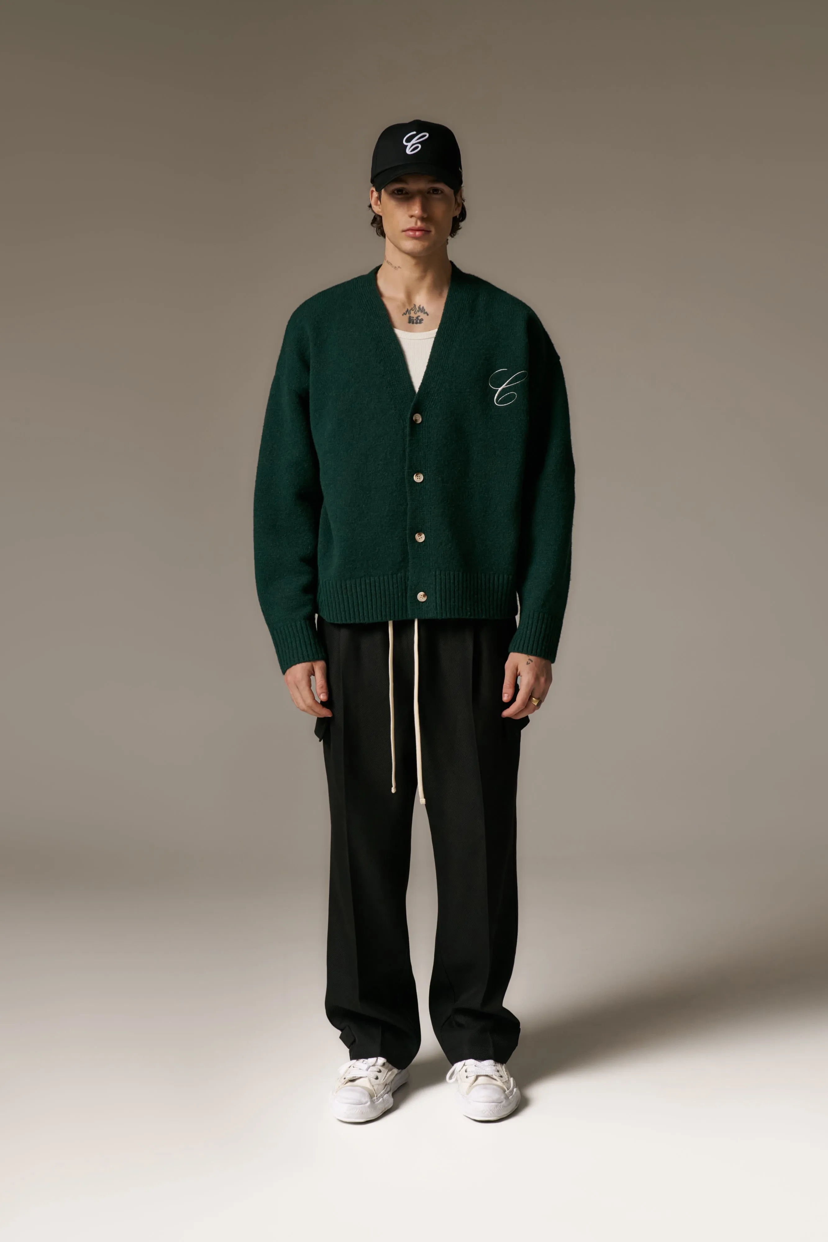 C EMBROIDERY KNITTED CARDIGAN - FOREST GREEN sold by The Couture Club product image thumbnail 3