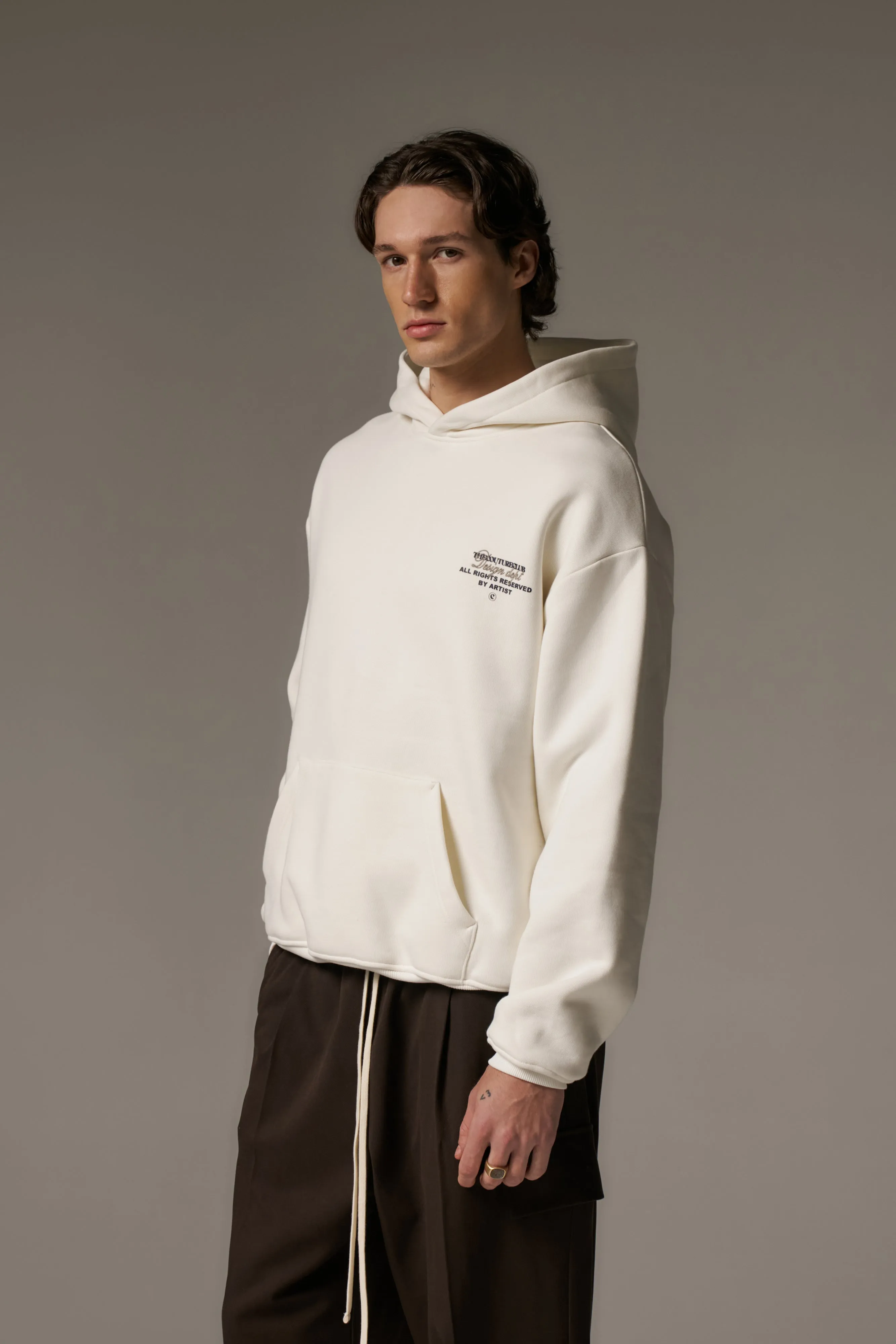 DESIGN DEPARTMENT CHEST PRINT HOODIE - OFF WHITE sold by The Couture Club product image thumbnail 4
