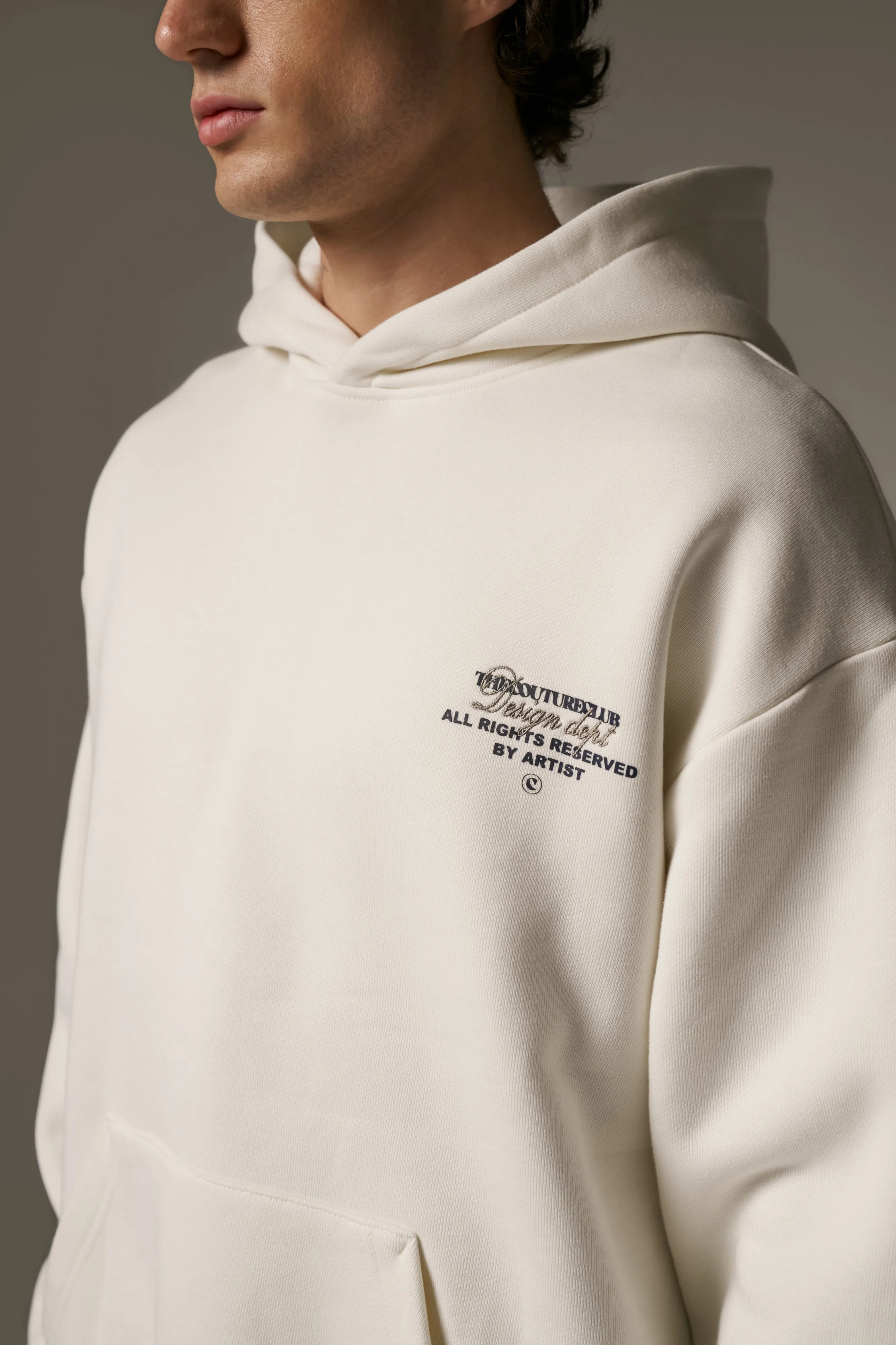 DESIGN DEPARTMENT CHEST PRINT HOODIE - OFF WHITE sold by The Couture Club product image thumbnail 5
