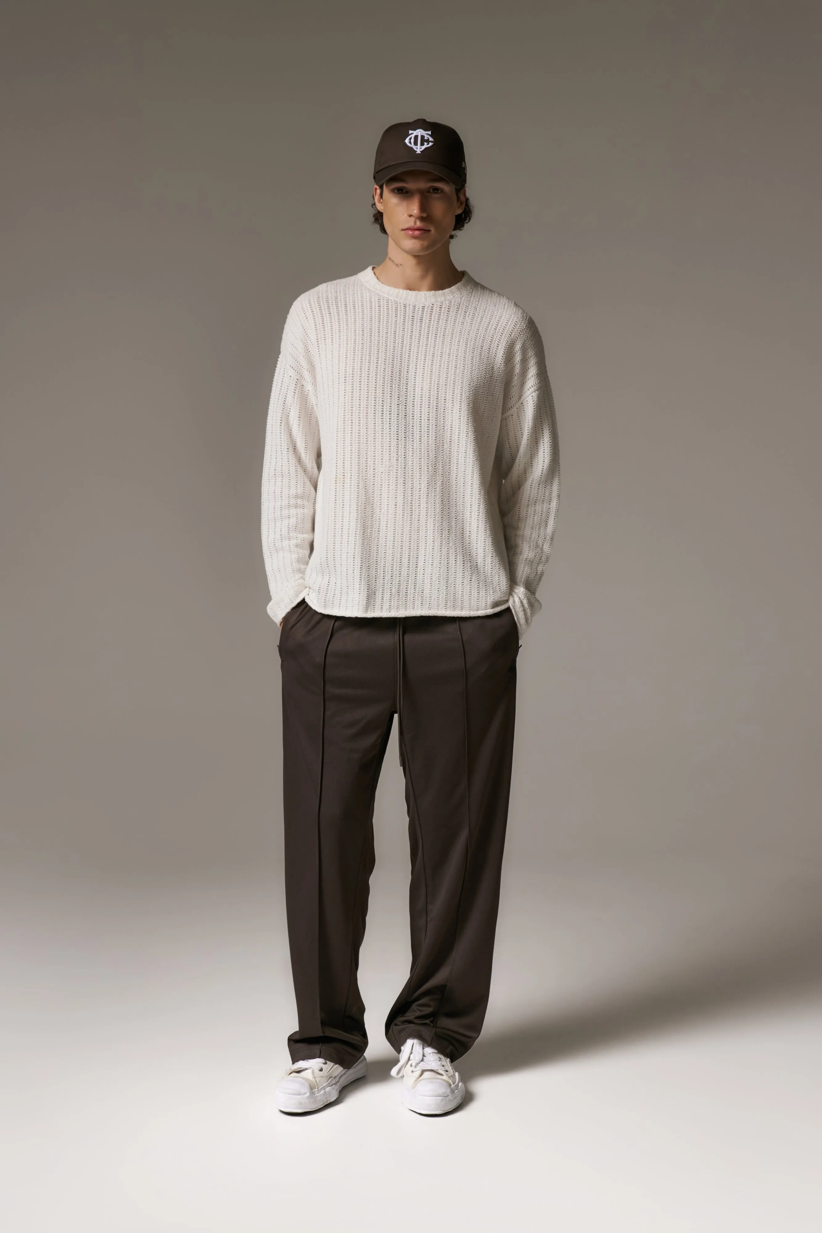 COPYRIGHT CROCHET LONG SLEEVE T-SHIRT - WHITE sold by The Couture Club product image thumbnail 3