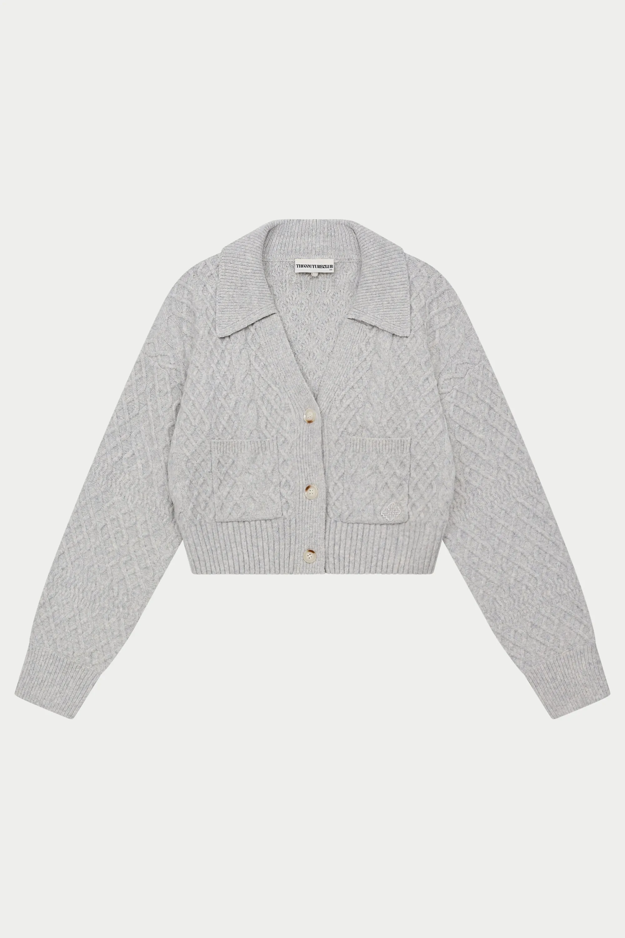 CABLE KNIT CARDIGAN - GREY MARL sold by The Couture Club