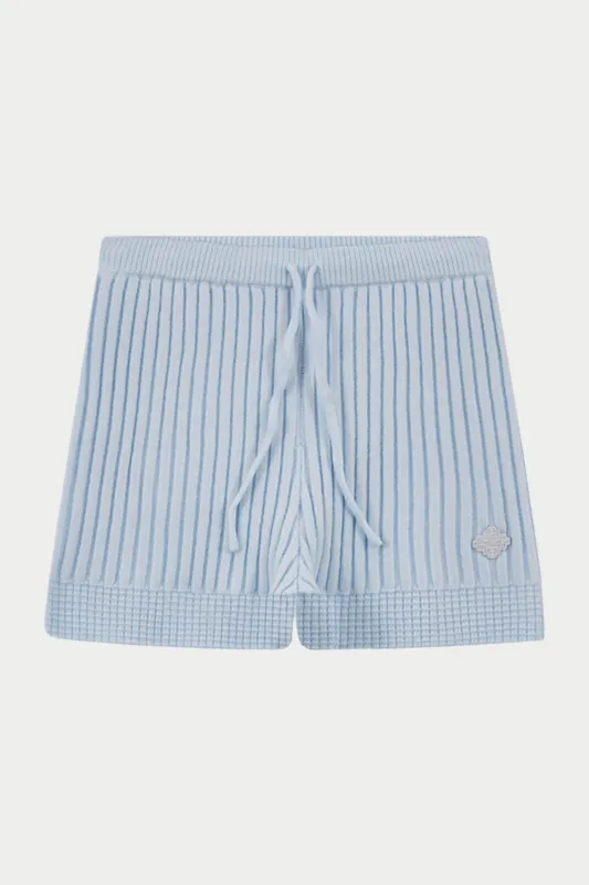 CONTRAST KNIT MINI SHORTS - LIGHT BLUE sold by The Couture Club