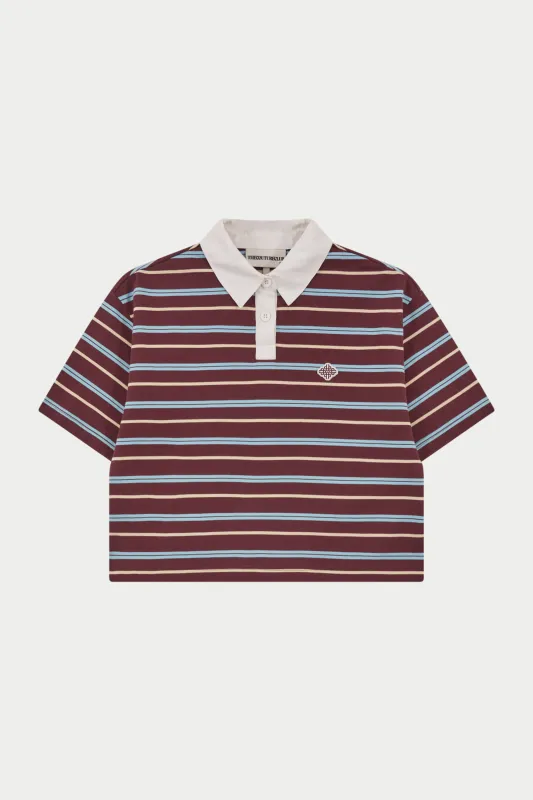 STRIPED POLO TEE - CHOCOLATE sold by The Couture Club