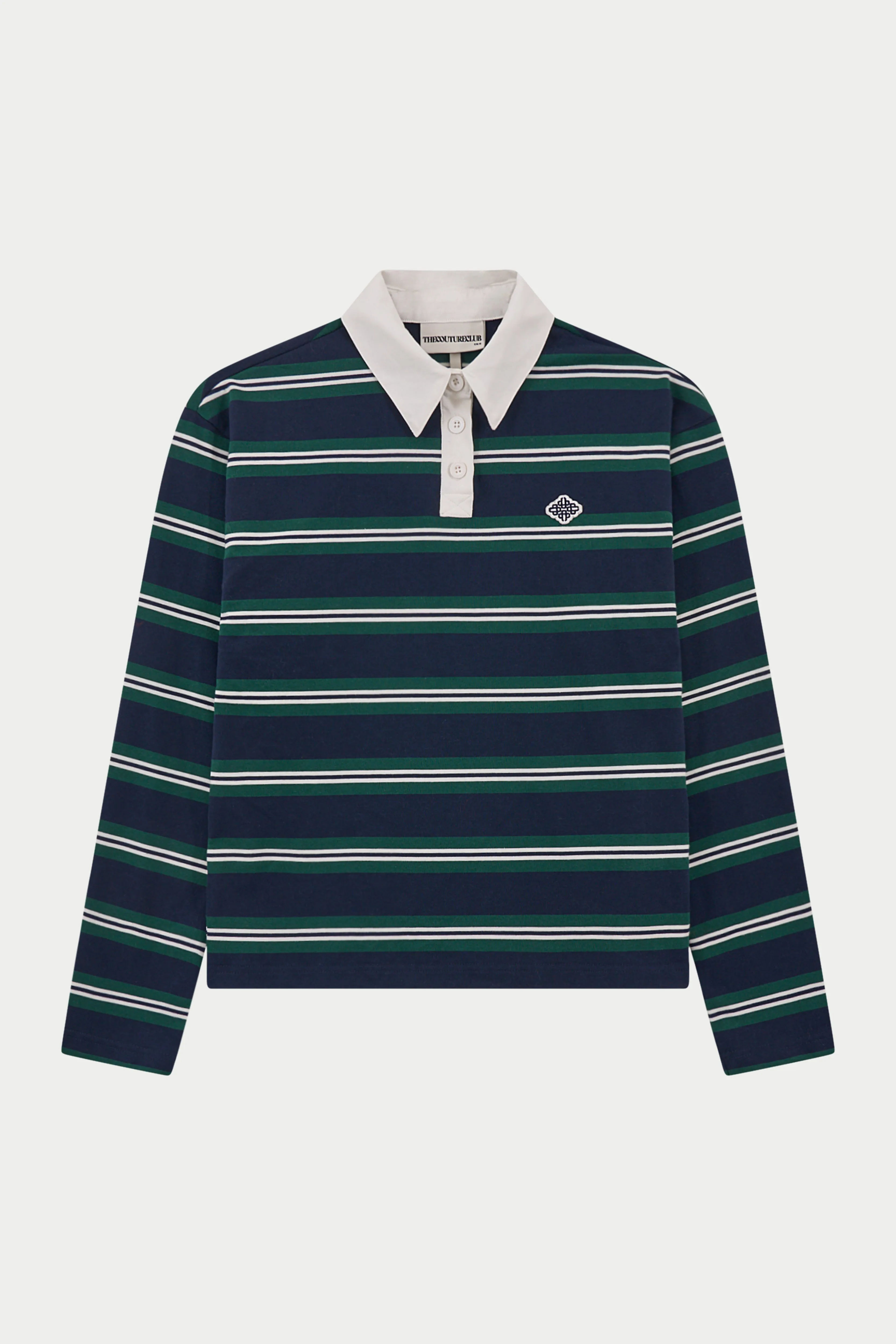 STRIPED LONG SLEEVE POLO TEE - NAVY sold by The Couture Club