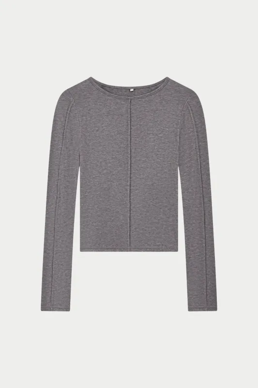 LONG SLEEVE SLUB TOP - GREY sold by The Couture Club