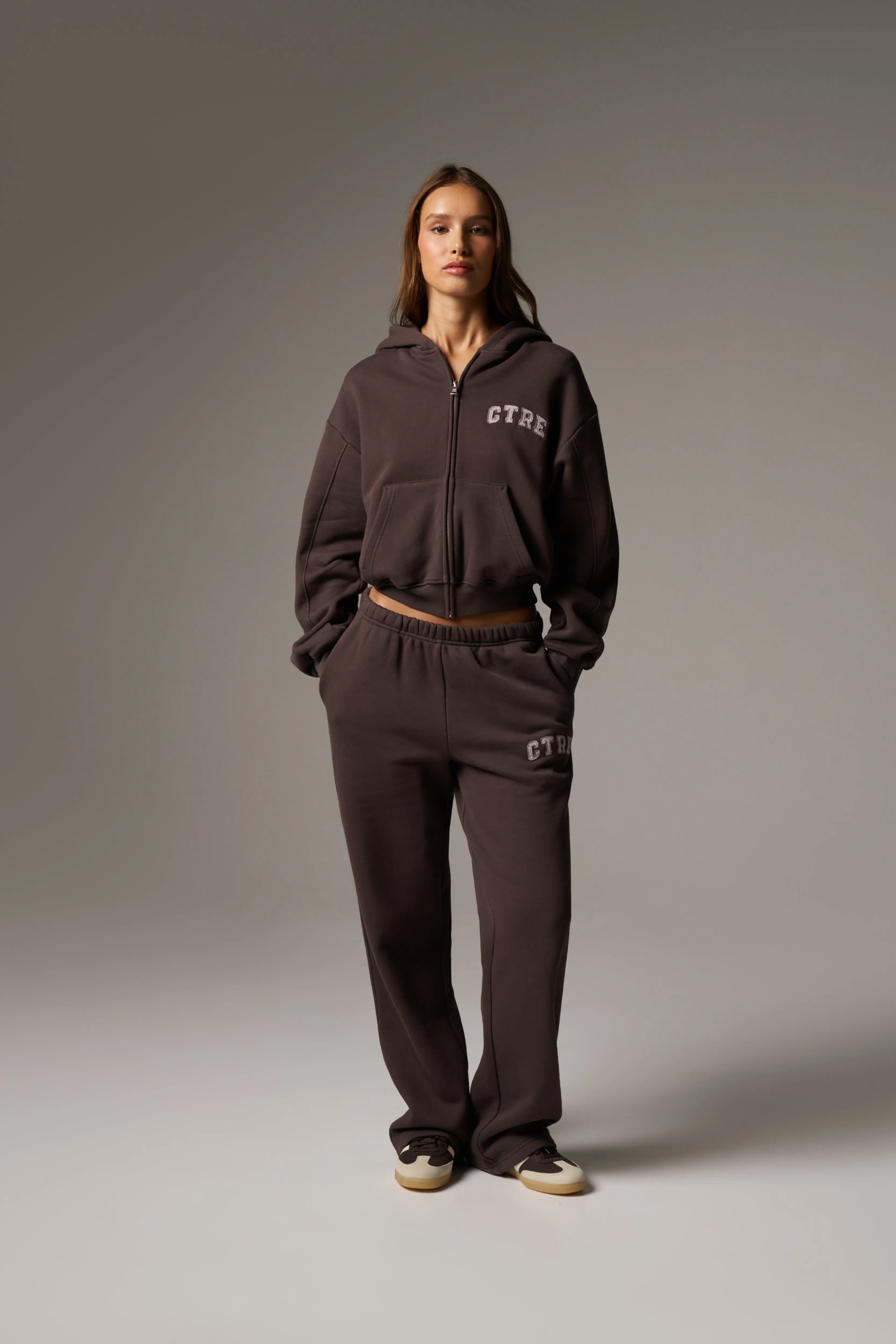 CTRE ZIP THROUGH RELAXED HOODIE - BROWN sold by The Couture Club product image thumbnail 3