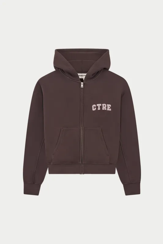 CTRE ZIP THROUGH RELAXED HOODIE - BROWN sold by The Couture Club