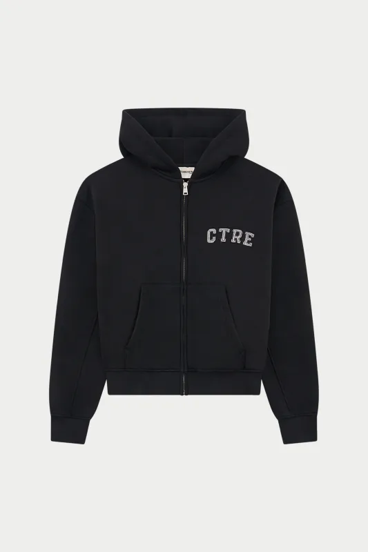CTRE ZIP THROUGH RELAXED HOODIE - BLACK sold by The Couture Club