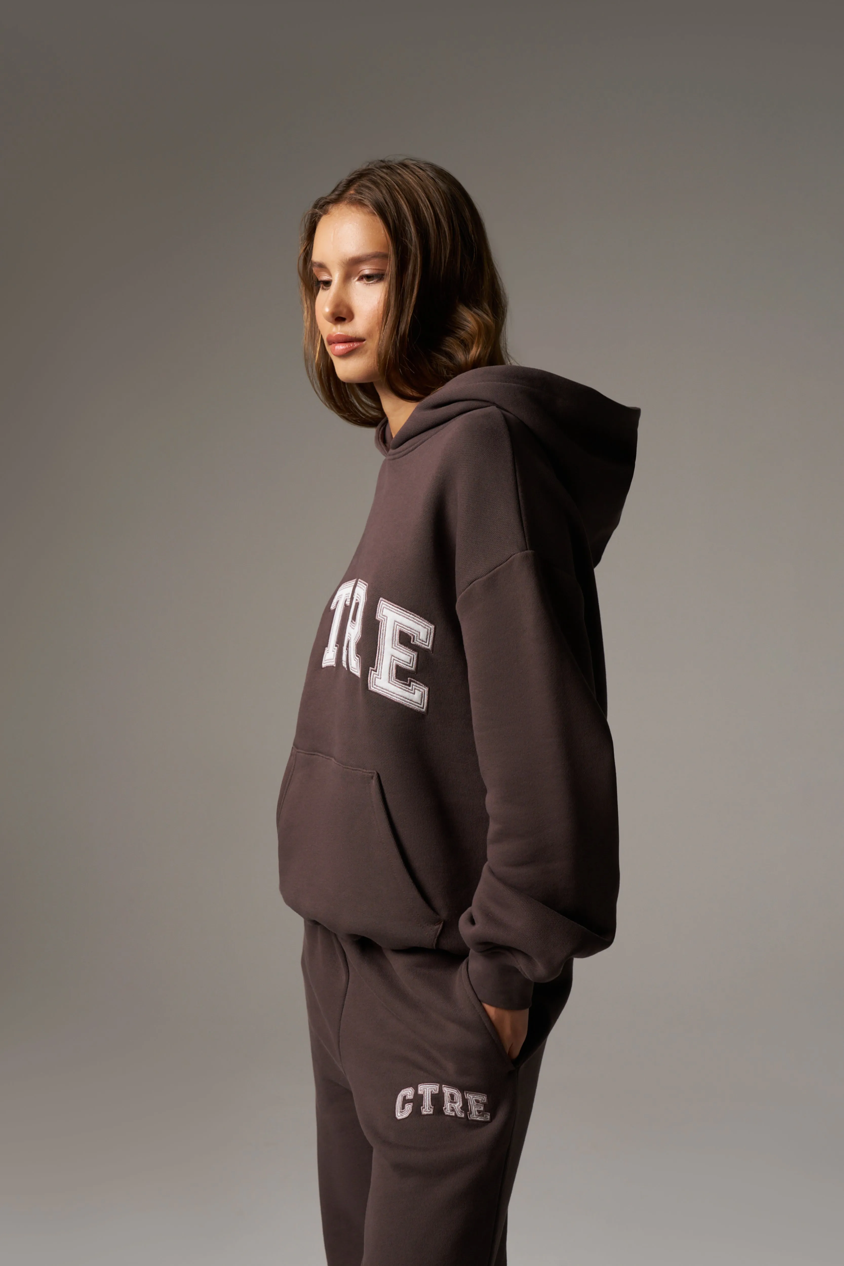 CTRE RELAXED HOODIE - BROWN sold by The Couture Club product image thumbnail 5