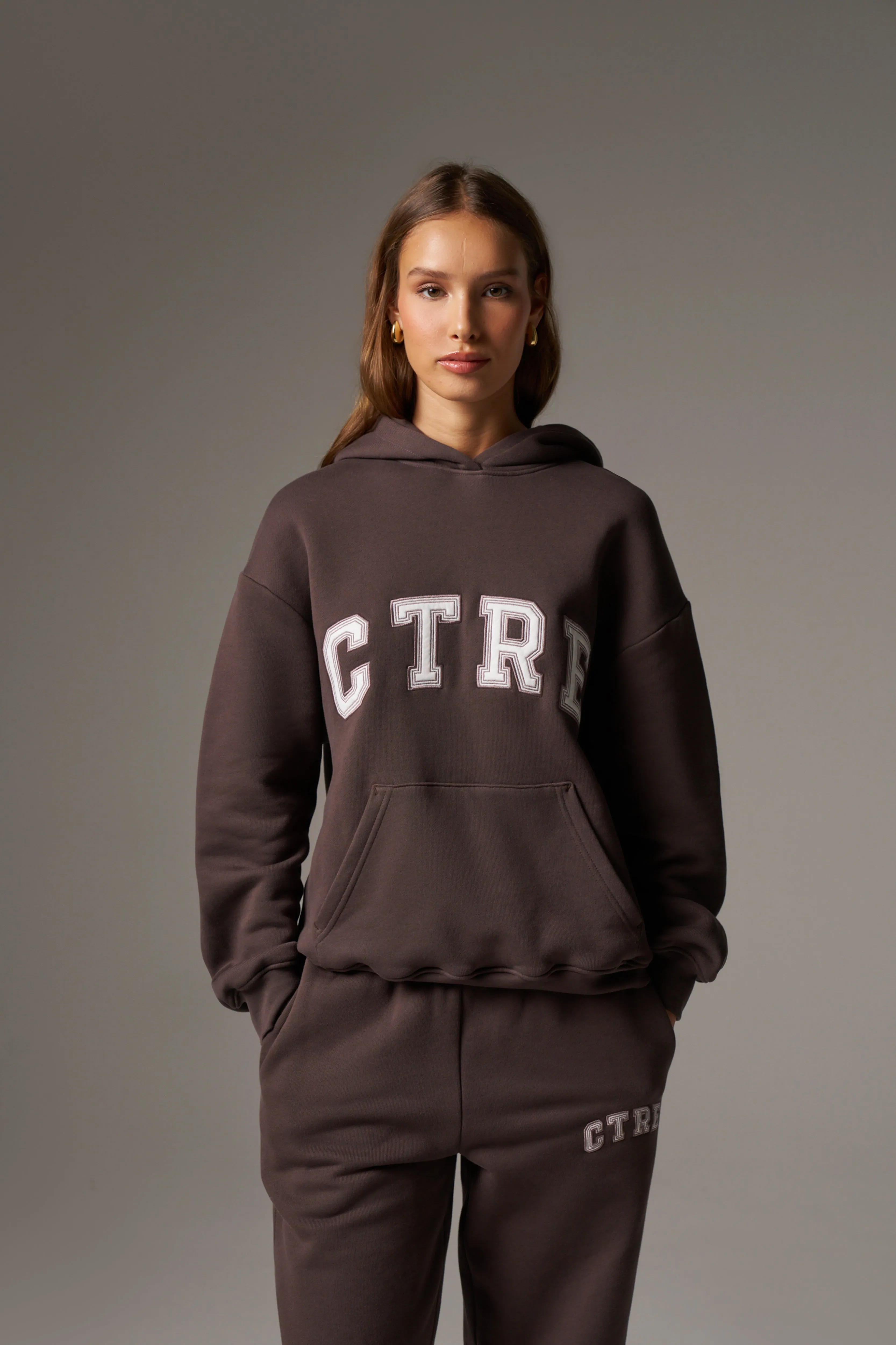 CTRE RELAXED HOODIE - BROWN sold by The Couture Club product image thumbnail 2