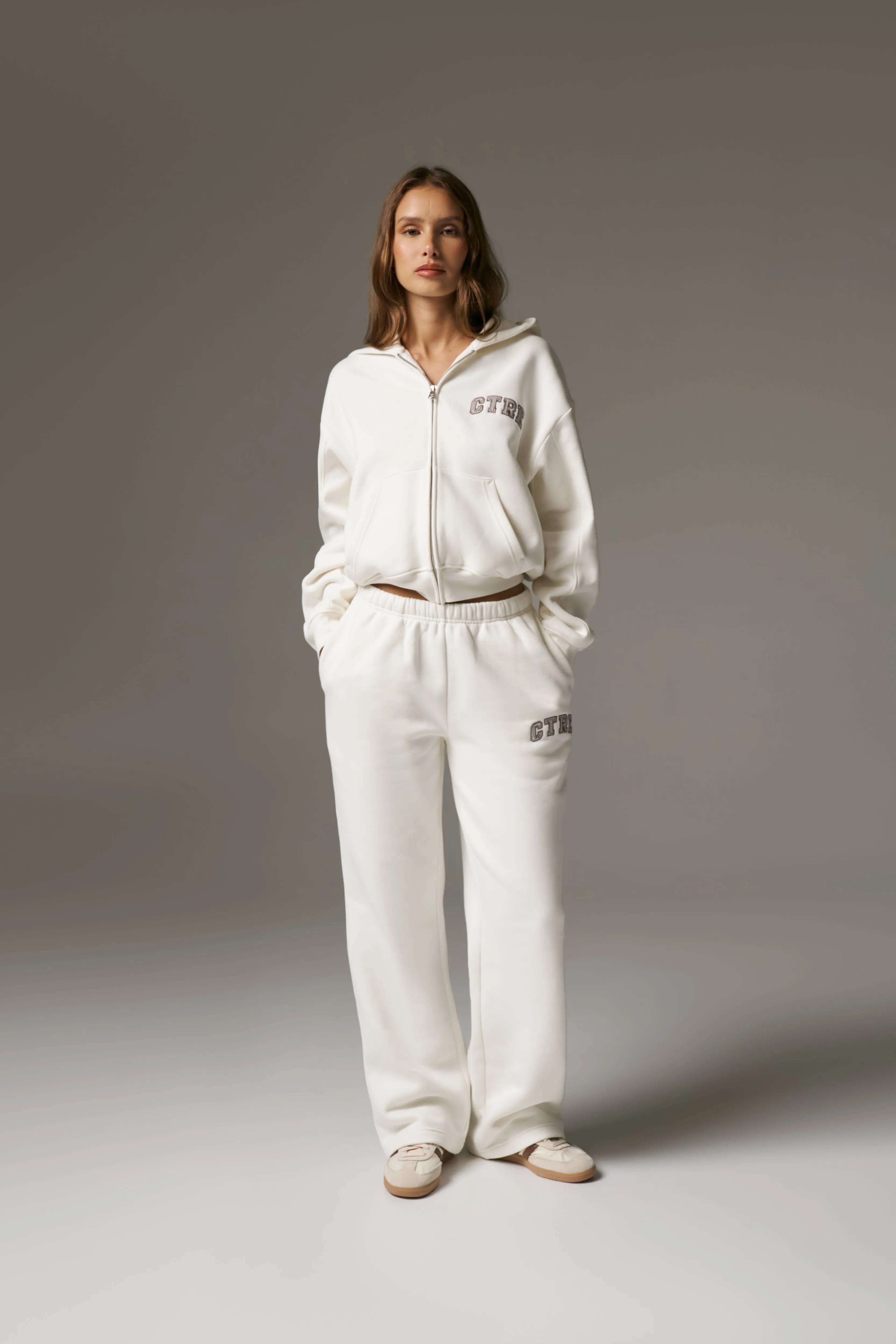 CTRE ZIP THROUGH RELAXED HOODIE - OFF WHITE sold by The Couture Club product image thumbnail 3