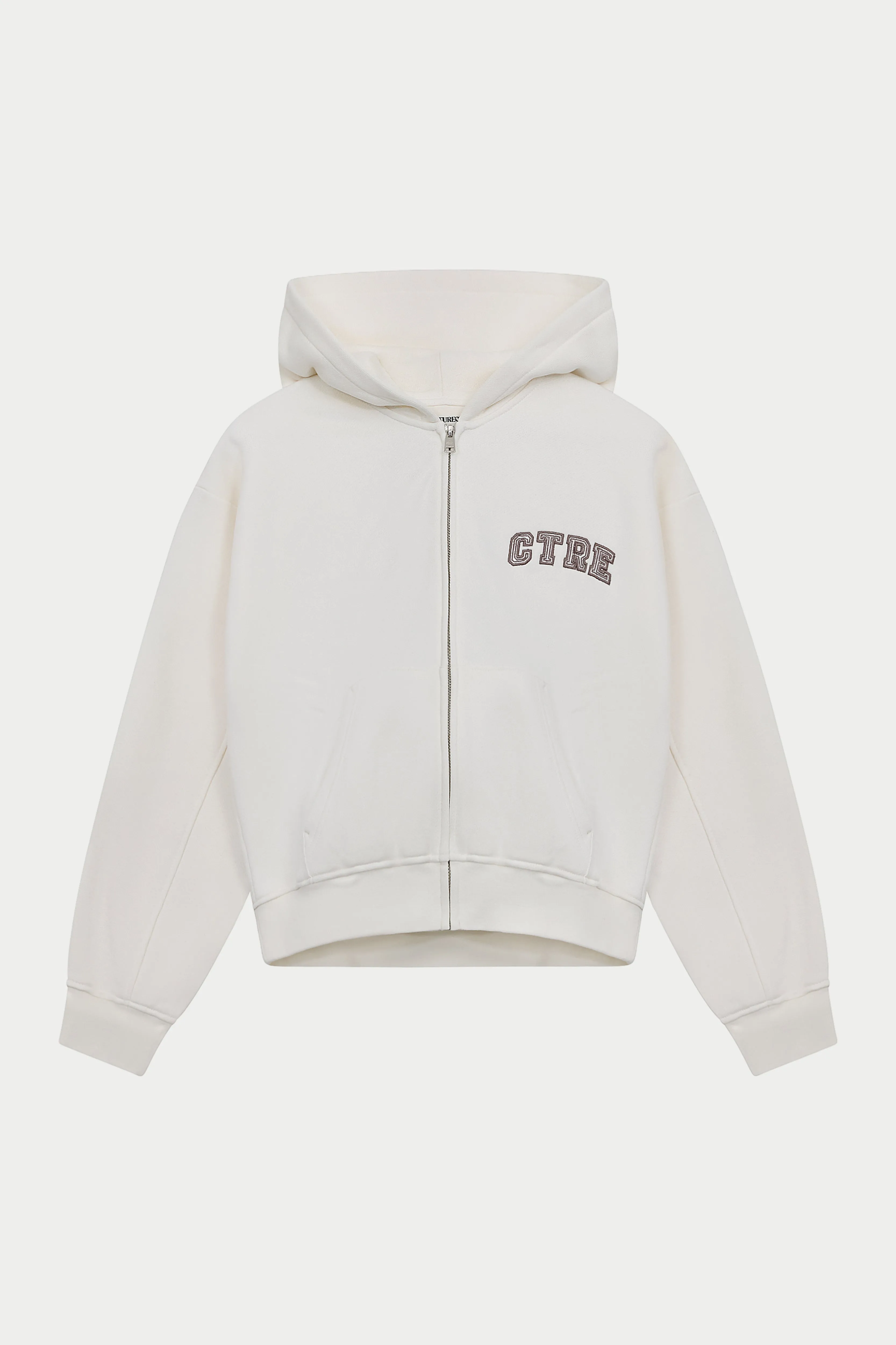 CTRE ZIP THROUGH RELAXED HOODIE - OFF WHITE sold by The Couture Club