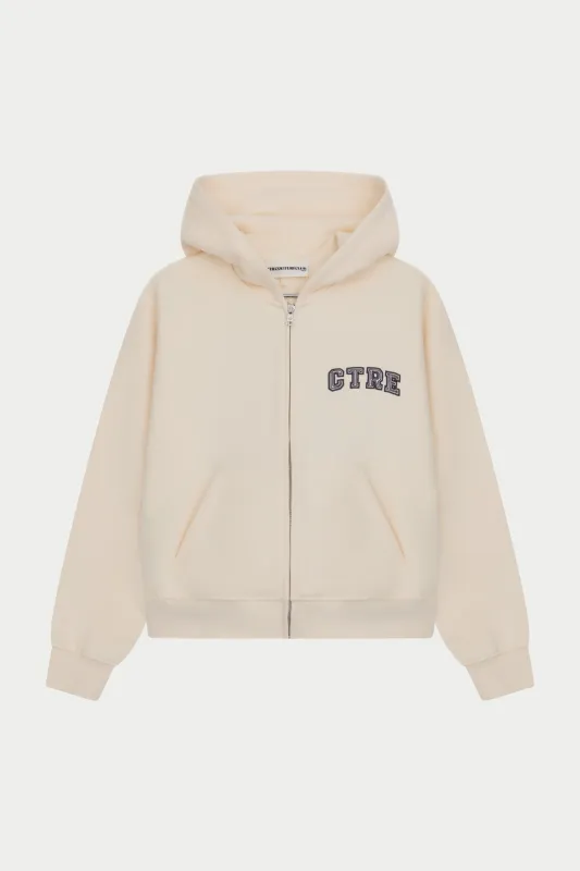 CTRE ZIP THROUGH RELAXED HOODIE - BUTTERMILK sold by The Couture Club