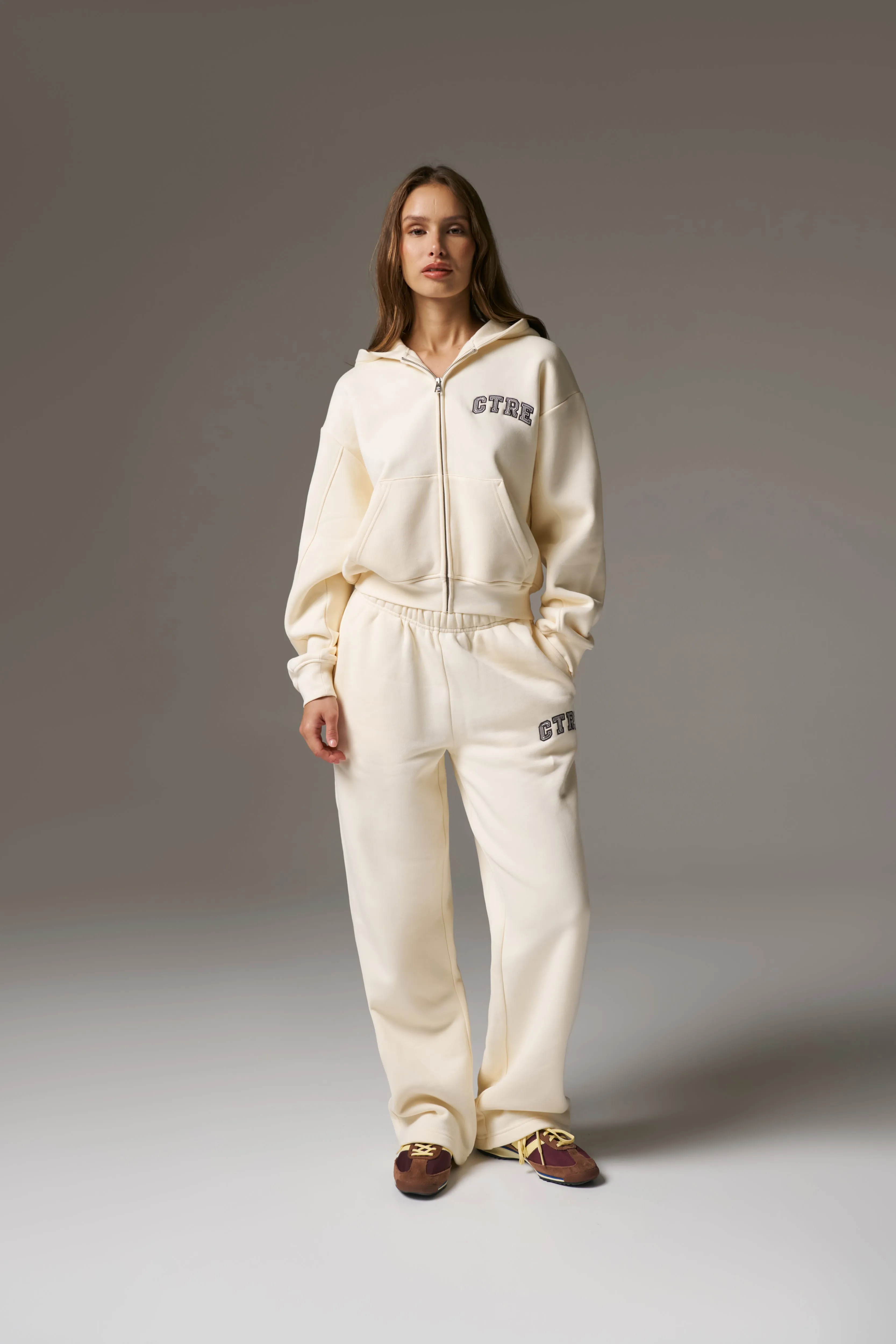 CTRE ZIP THROUGH RELAXED HOODIE - BUTTERMILK sold by The Couture Club product image thumbnail 3