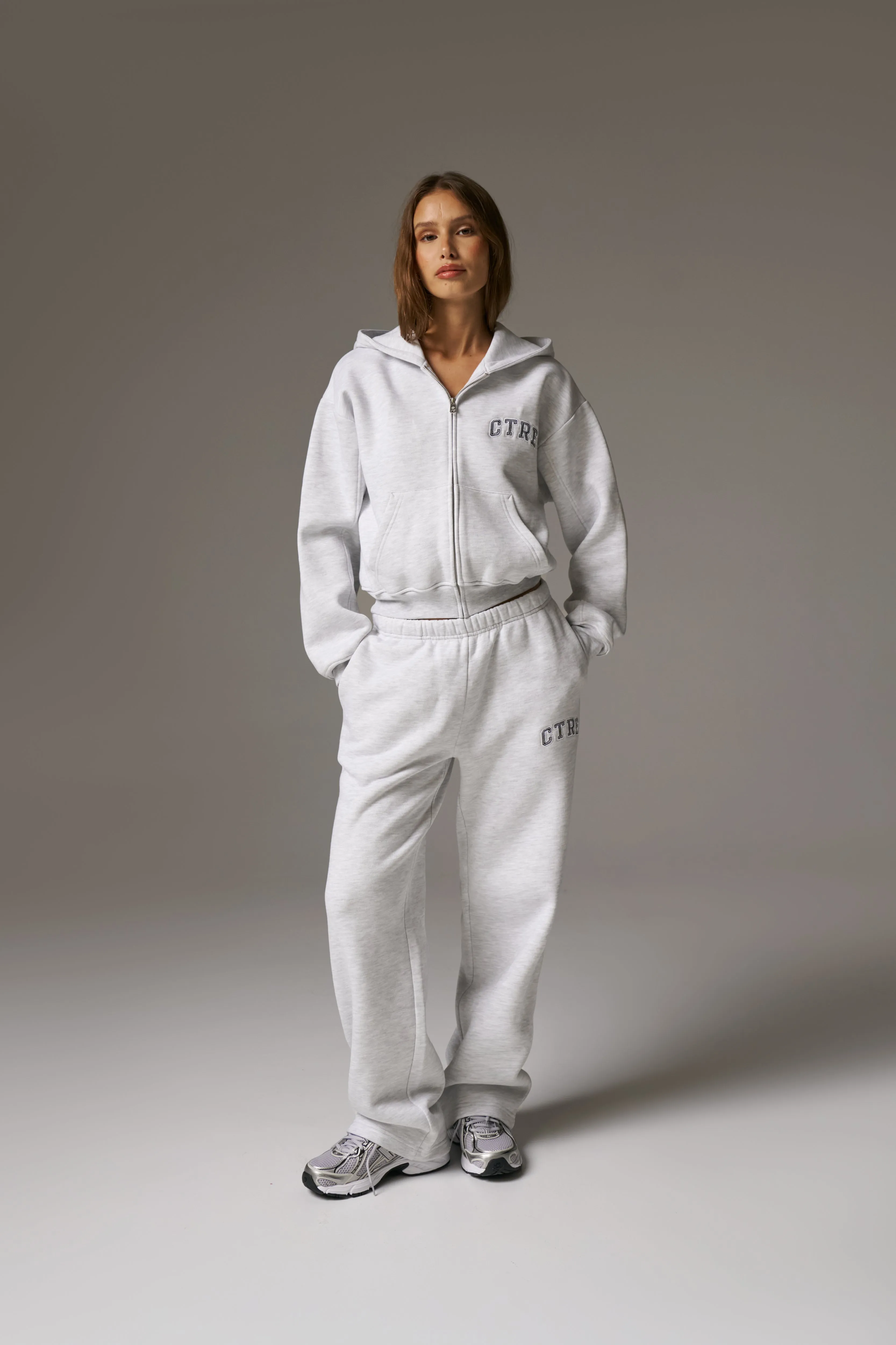 CTRE ZIP THROUGH RELAXED HOODIE - GREY MARL sold by The Couture Club product image thumbnail 3
