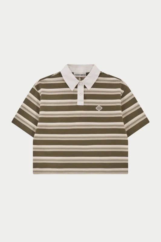 STRIPED POLO TEE - KHAKI sold by The Couture Club