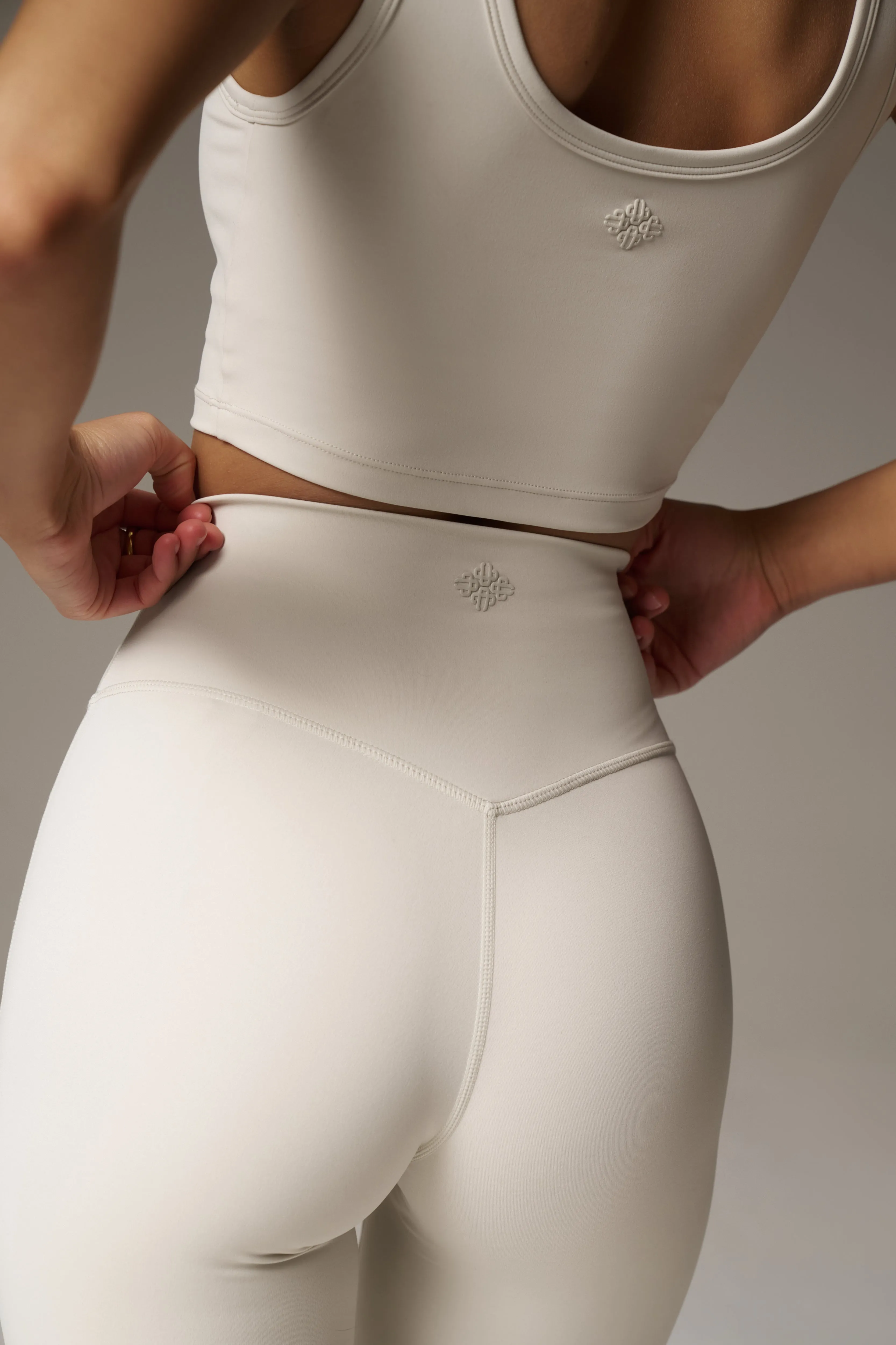 SCULPTING STRETCH EMBLEM LEGGINGS - BONE sold by The Couture Club product image thumbnail 4