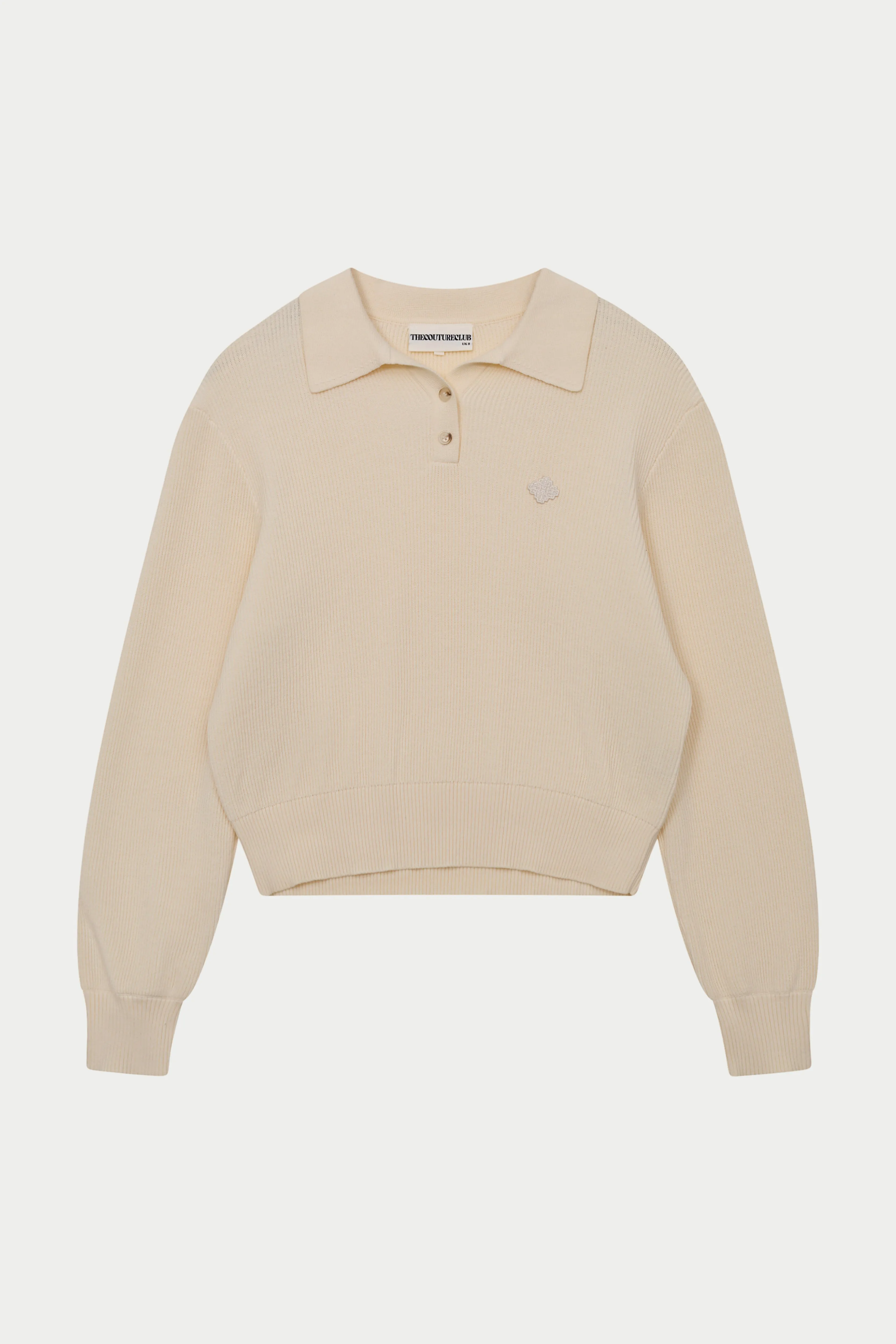 KNITTED BUTTON THROUGH POLO - BUTTERMILK sold by The Couture Club