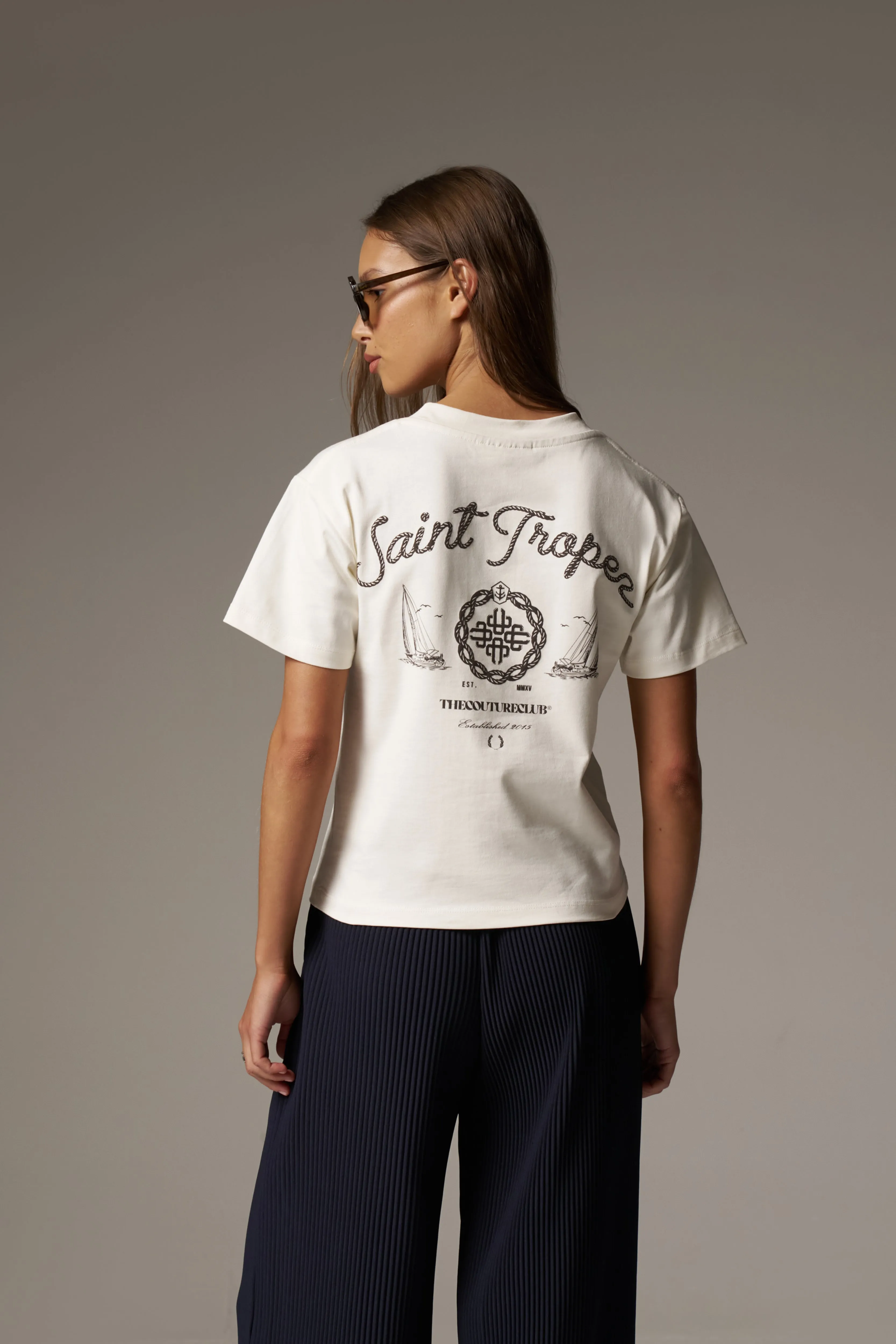 ST TROPEZ T-SHIRT - OFF WHITE sold by The Couture Club product image thumbnail 3