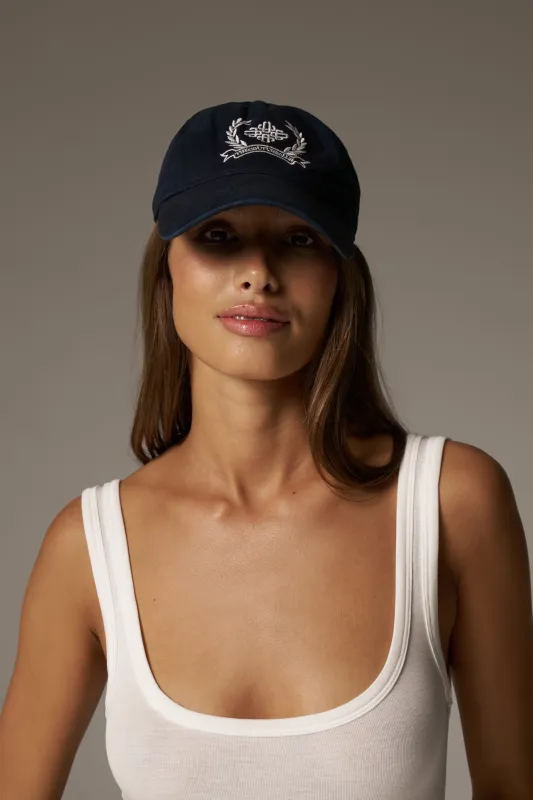 EMBROIDERY CREST CAP - NAVY made by The Couture Club
