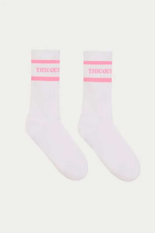 DOUBLE STRIPE COPYRIGHT SOCK - PINK sold by The Couture Club
