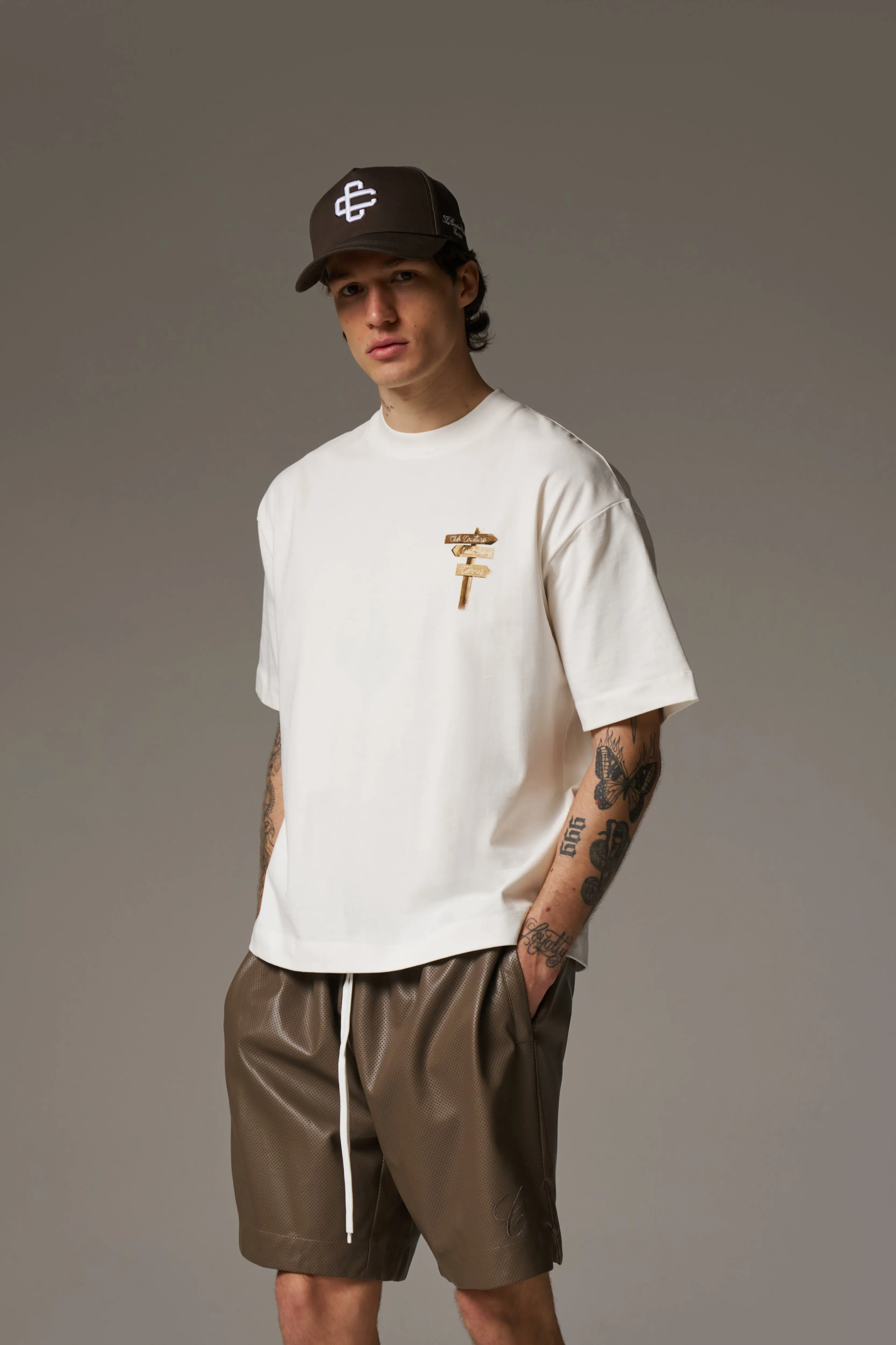 WATERCOLOUR BEACH CLUB PRINTED T-SHIRT - OFF WHITE sold by The Couture Club product image thumbnail 2