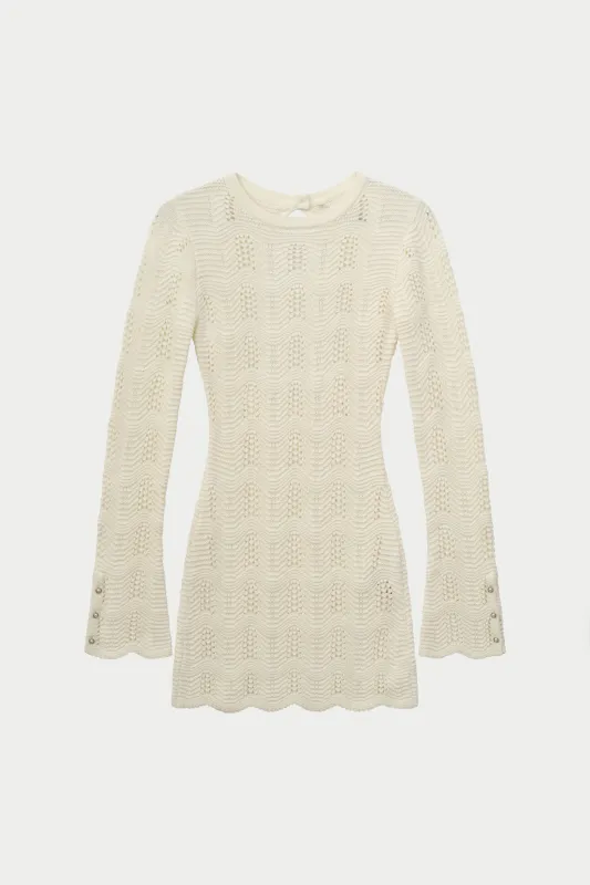 SCALLOP EDGE KNITTED MINI DRESS - OFF WHITE made by The Couture Club